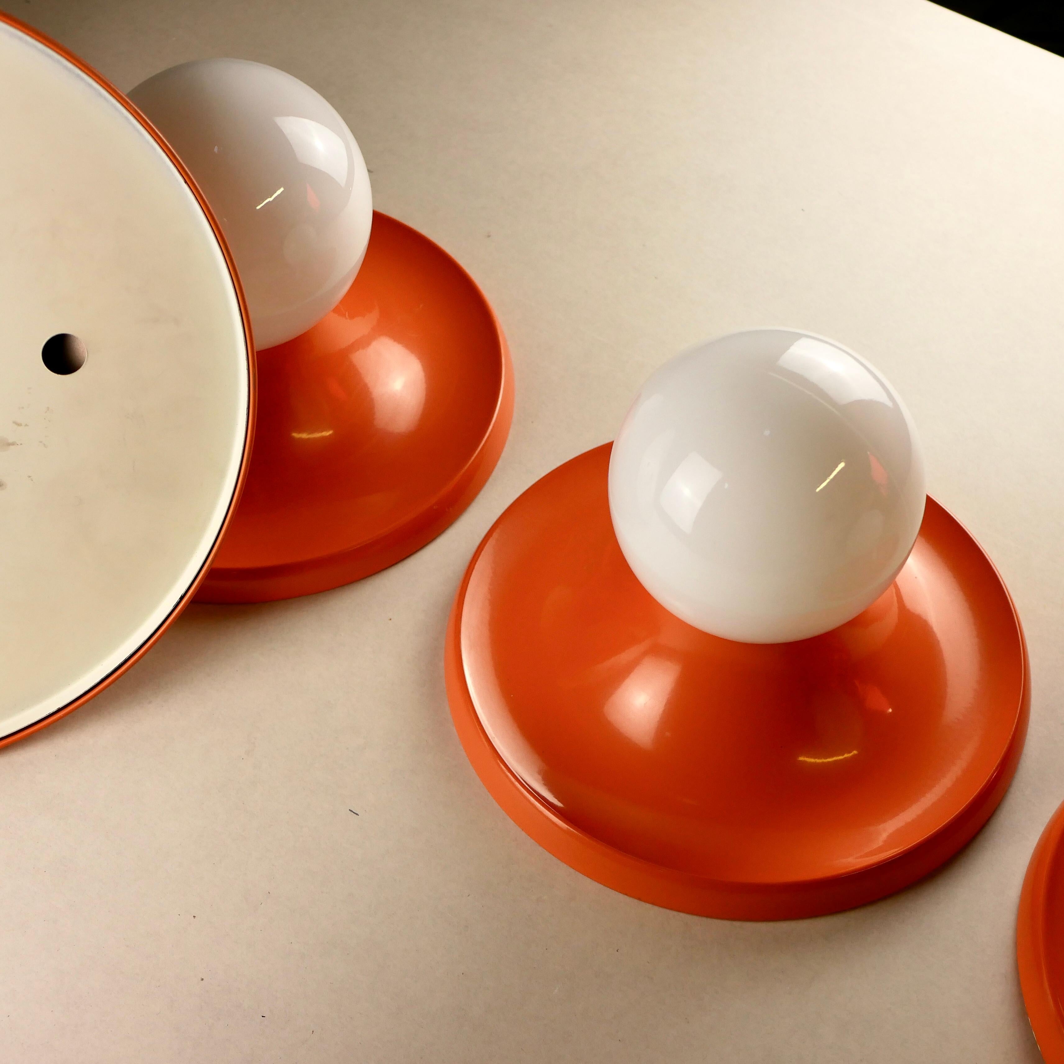 Set of 4 Orange Wall Lamps 'Light Ball' by Castiglioni for Arteluce Flos 6