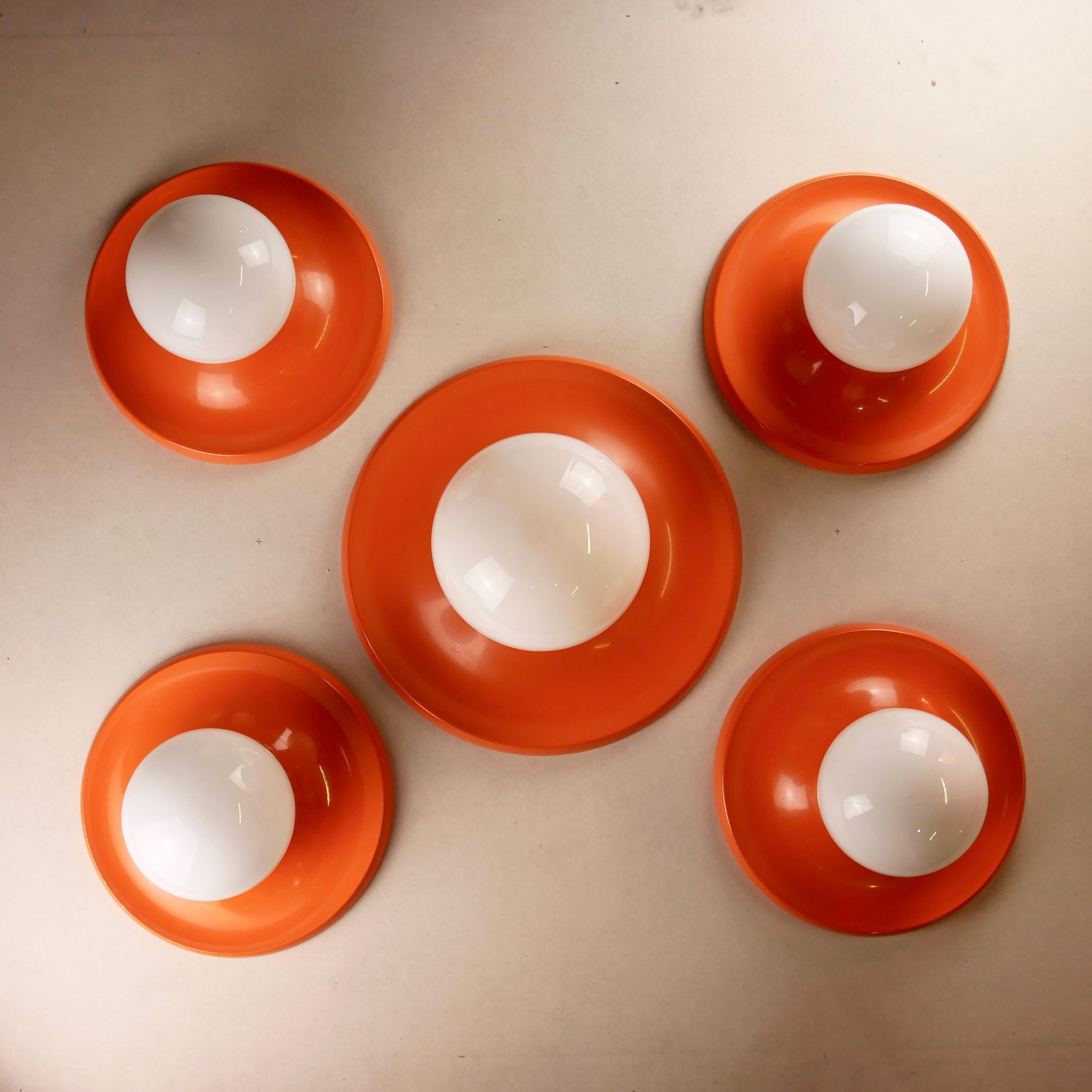 Set of 4 Orange Wall Lamps 'Light Ball' by Castiglioni for Arteluce Flos 8