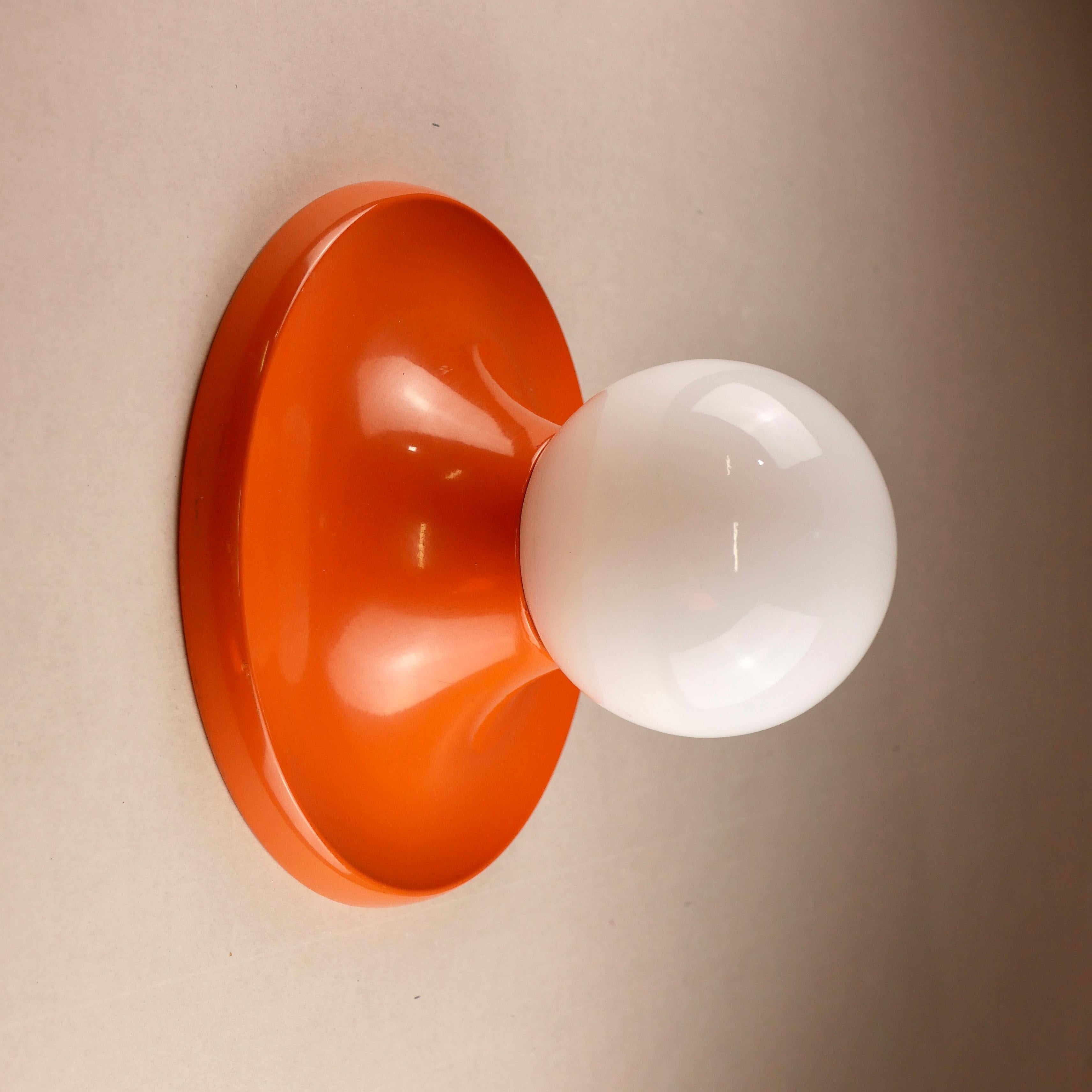 Italian Set of 4 Orange Wall Lamps 'Light Ball' by Castiglioni for Arteluce Flos