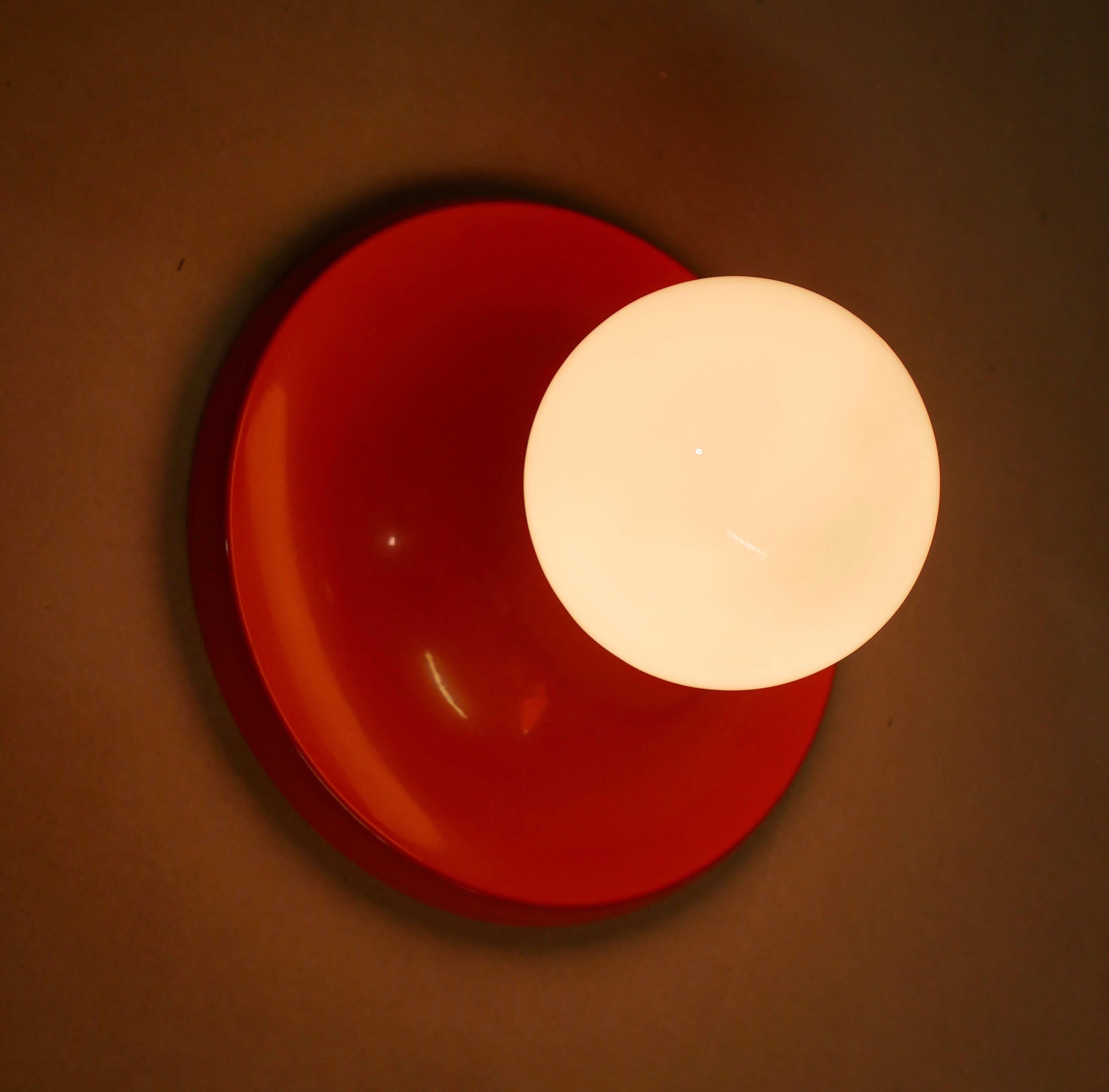 Set of 4 Orange Wall Lamps 'Light Ball' by Castiglioni for Arteluce Flos 2