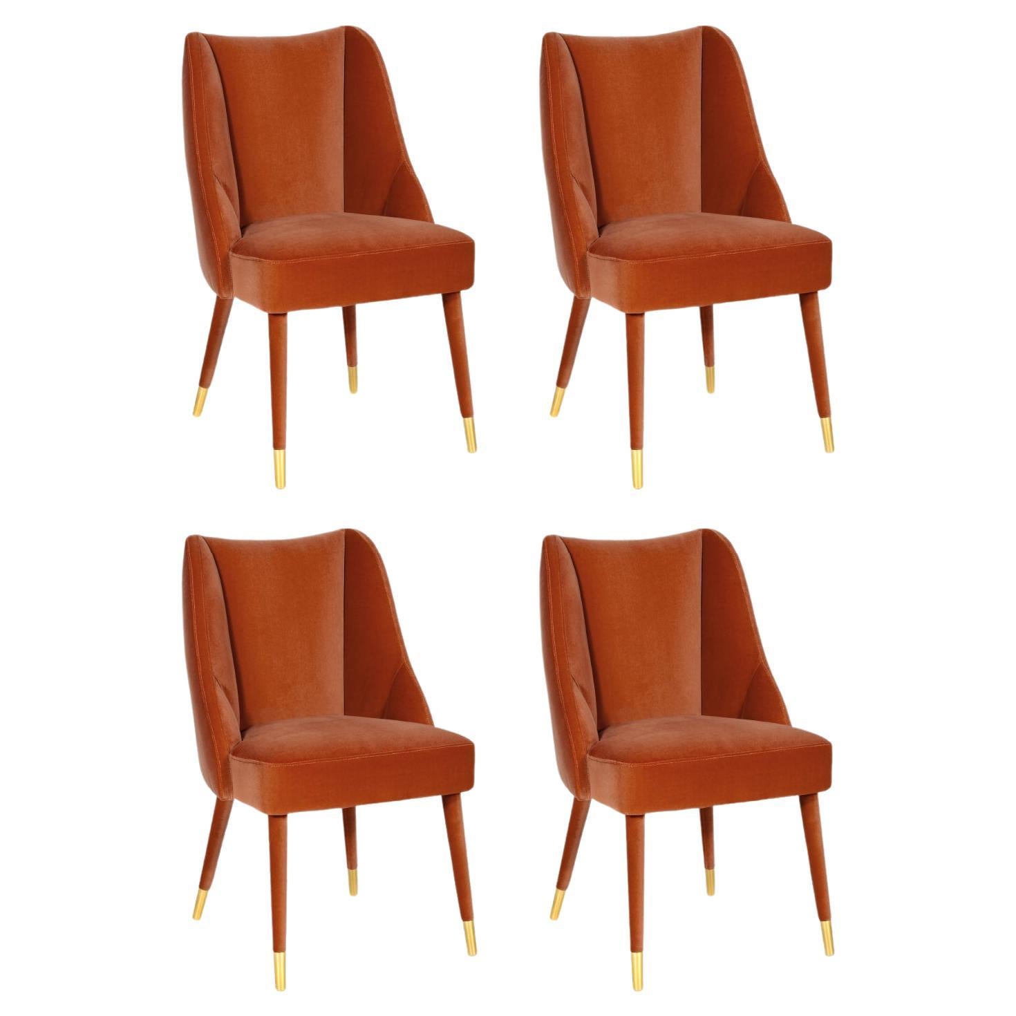 Set of 4 Organic nature-inspired red velvet Figueroa chair by InsidherLand