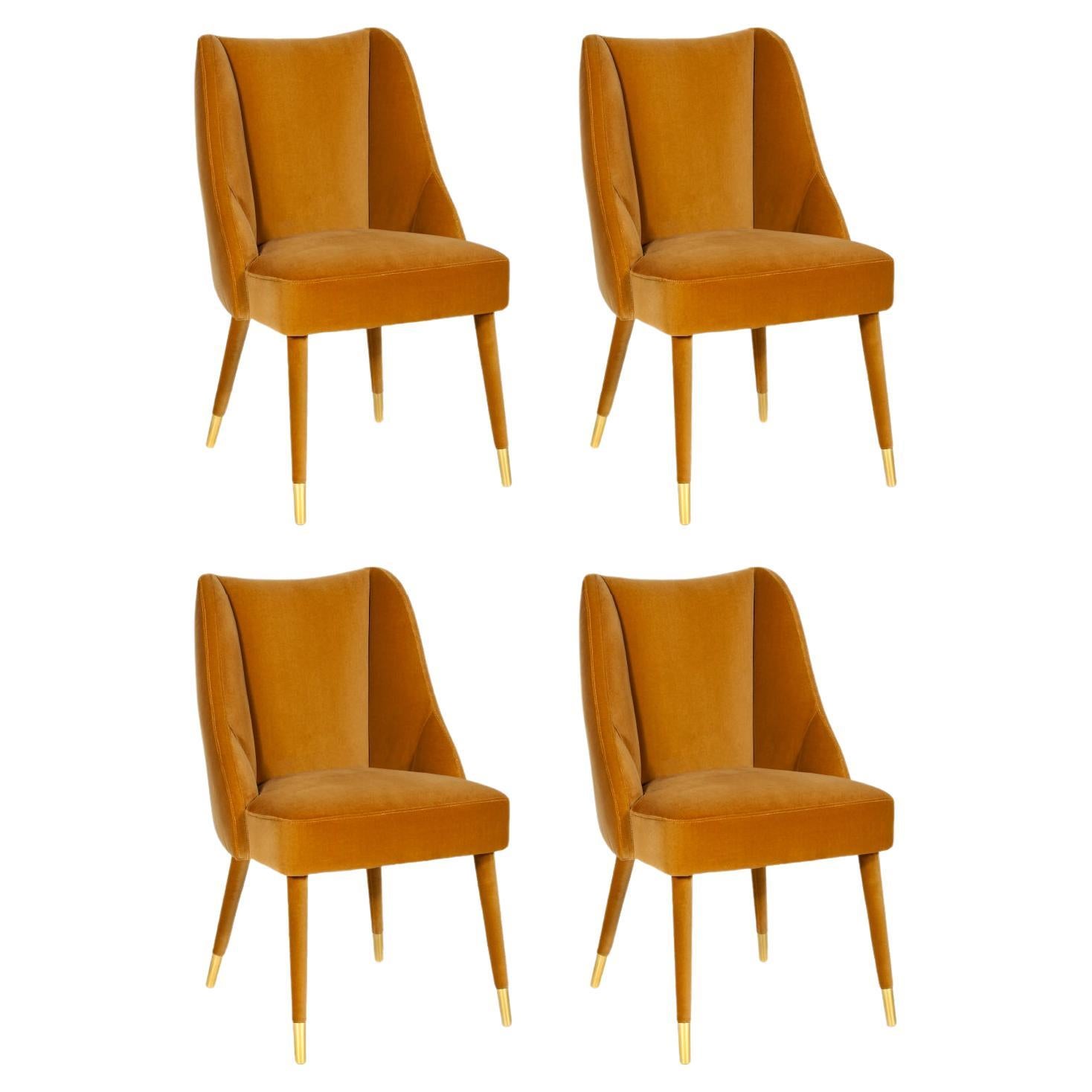 Set of 4 Organic nature-inspired velvet Figueroa dining chair by InsidherLand