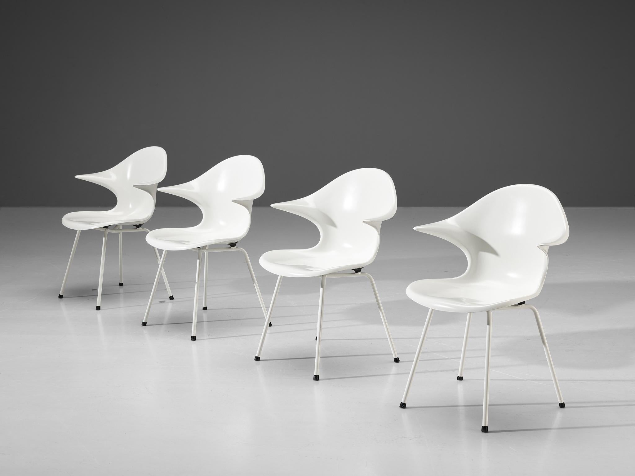 Italian Set of Four Organic Shaped Fiberglass Chairs For Sale
