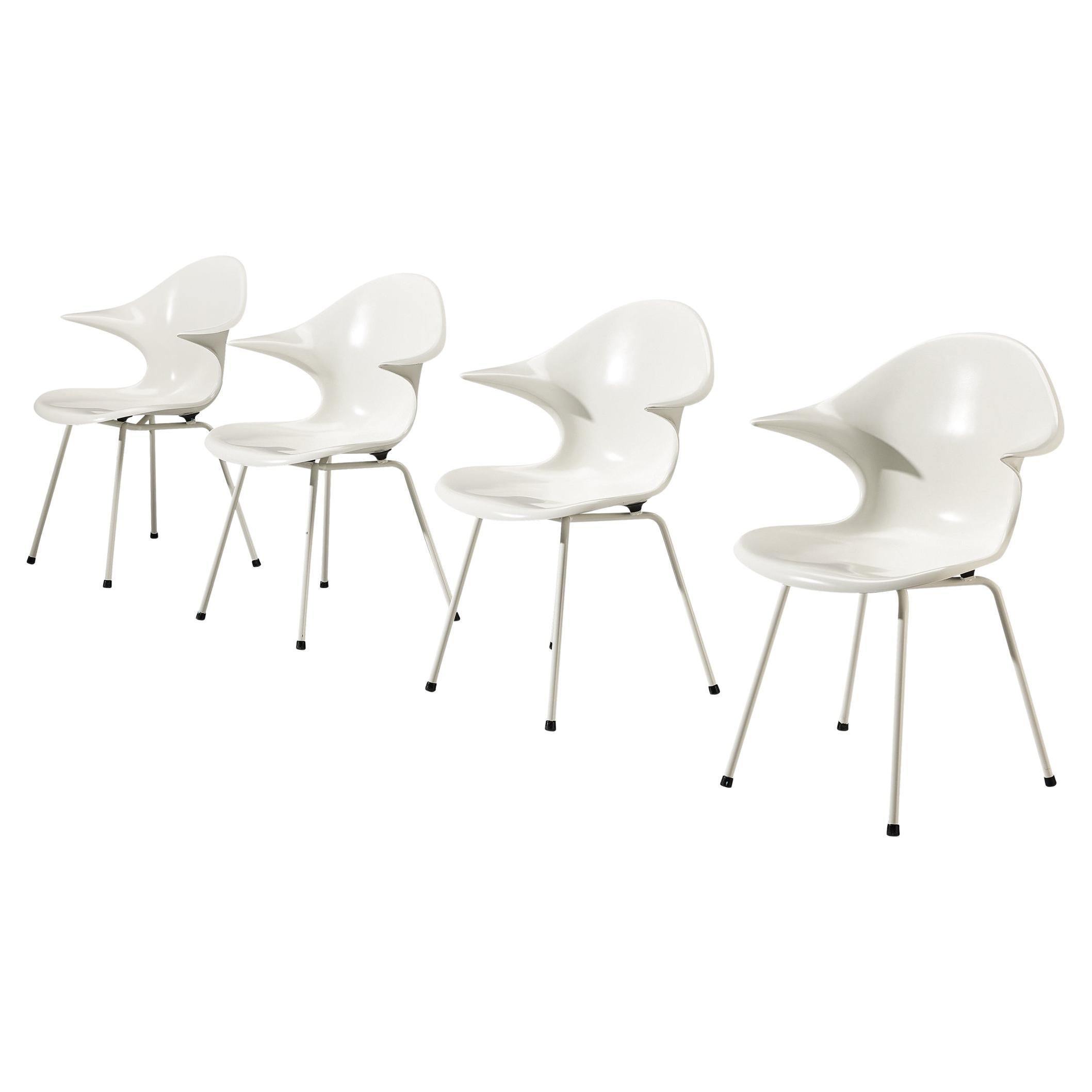 Set of Four Organic Shaped Fiberglass Chairs For Sale