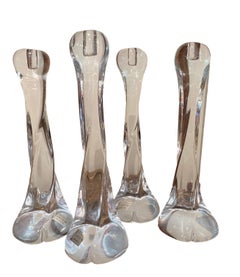 Set of 4 Organic Shaped Murano Glass Candlesticks