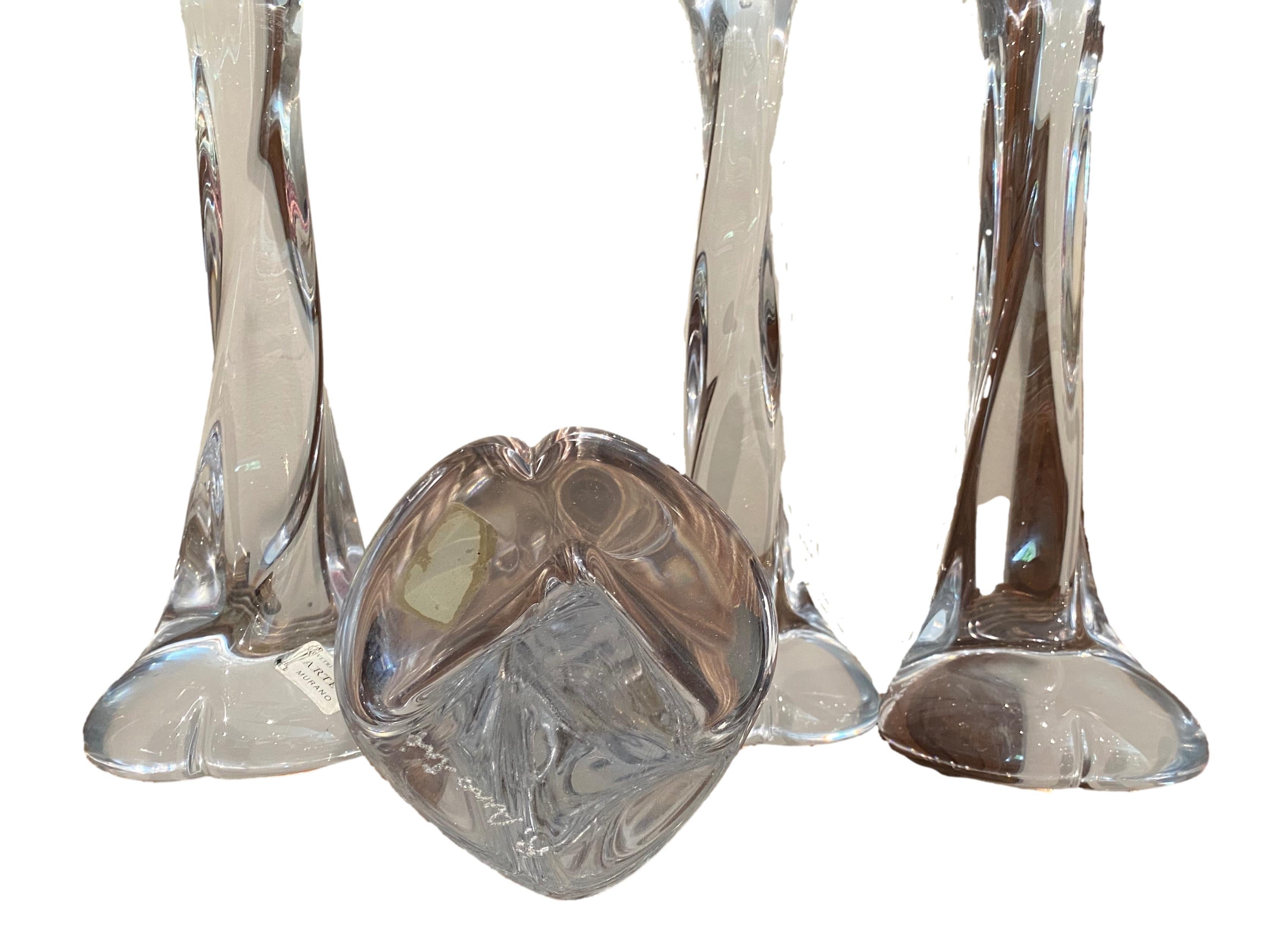 Set of 4 Organic Shaped Murano Glass Candlesticks For Sale 3