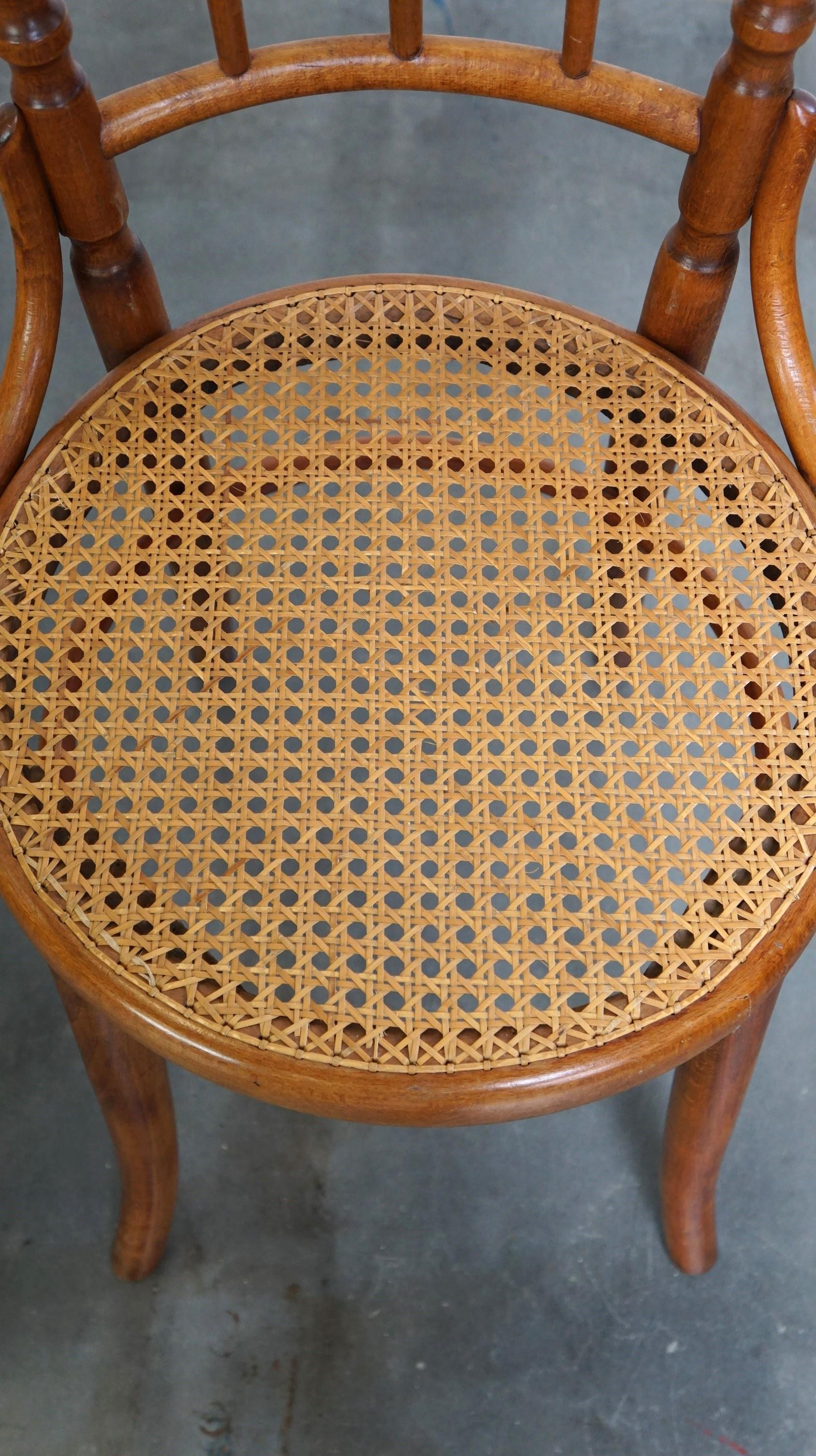 20th Century Set of 4 original and antique Thonet bistro chairs with a fantastic look For Sale