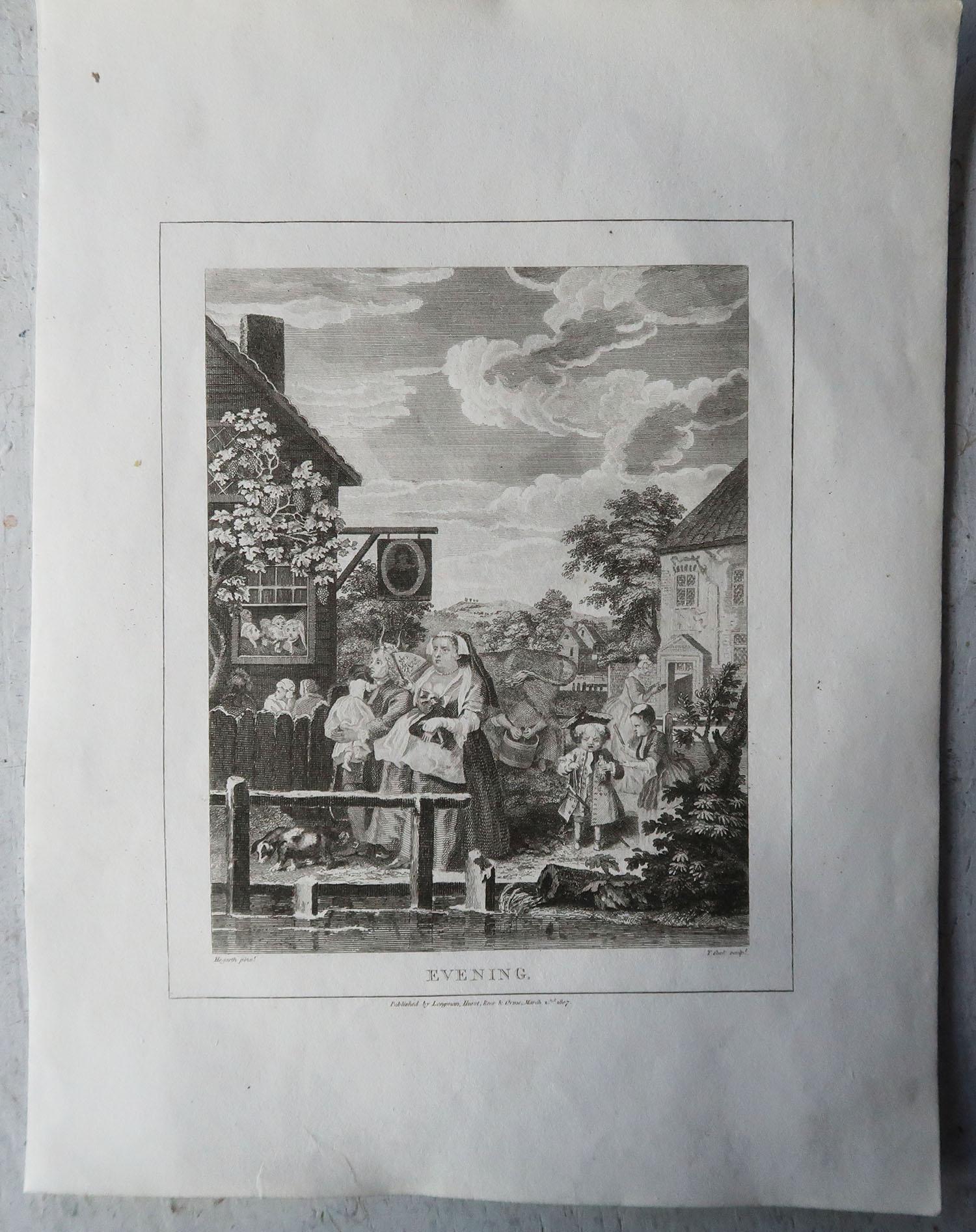 Georgian Set of 4 Original Antique Prints After William Hogarth, Dated 1807
