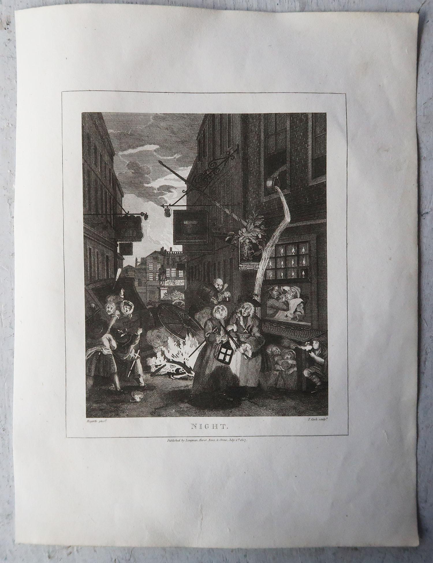 English Set of 4 Original Antique Prints After William Hogarth, Dated 1807