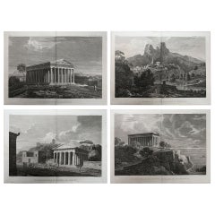 Set of 4 Original Antique Prints of Ancient Greek Architecture, circa 1790