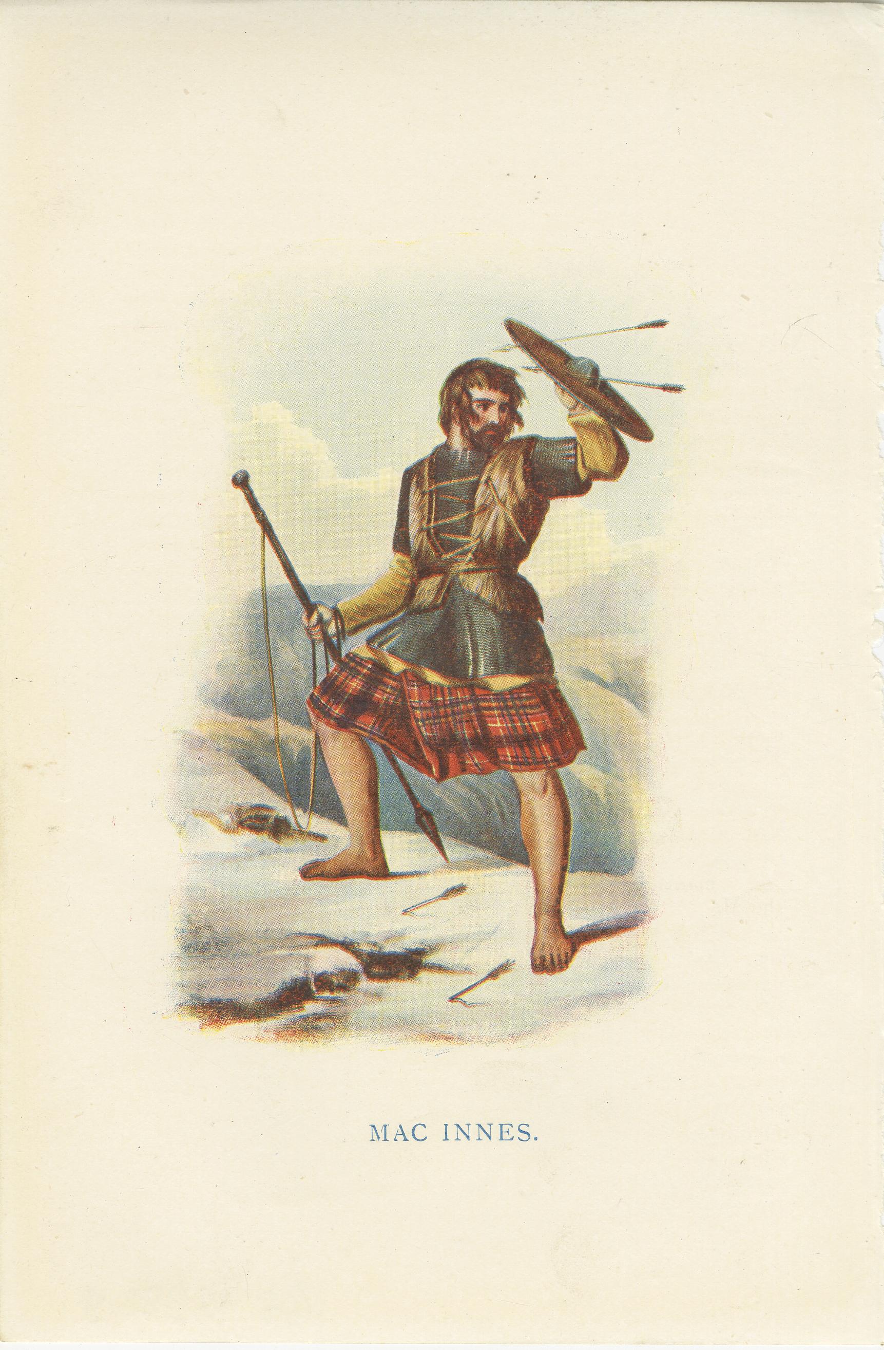 19th Century Set of 4 Original Antique Prints of Costumes of the Clans of Scotland For Sale