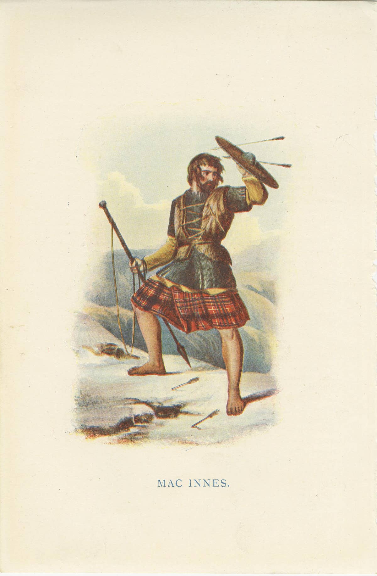 Set of 4 Original Antique Prints of Costumes of the Clans of Scotland