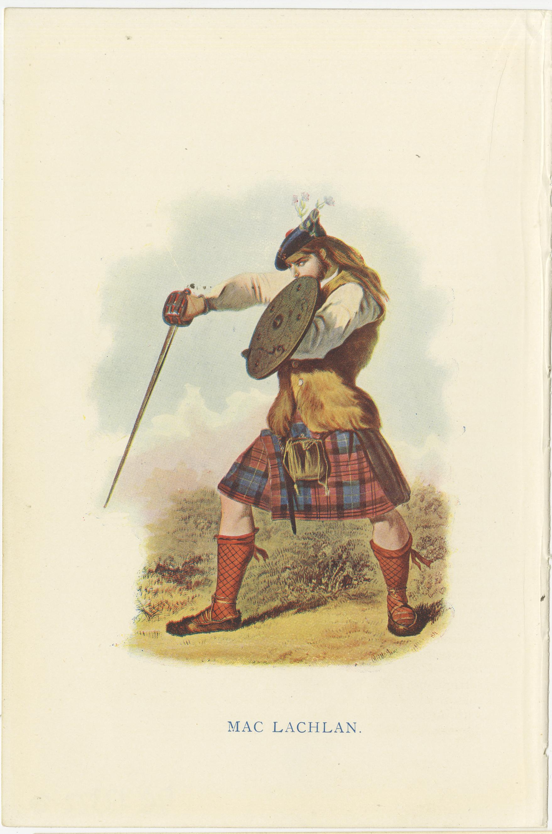 Paper Set of 4 Original Antique Prints of Costumes of the Clans of Scotland For Sale