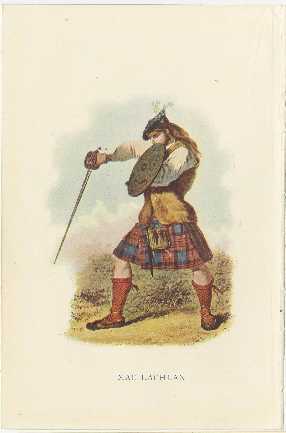 Set of 4 Original Antique Prints of Costumes of the Clans of Scotland