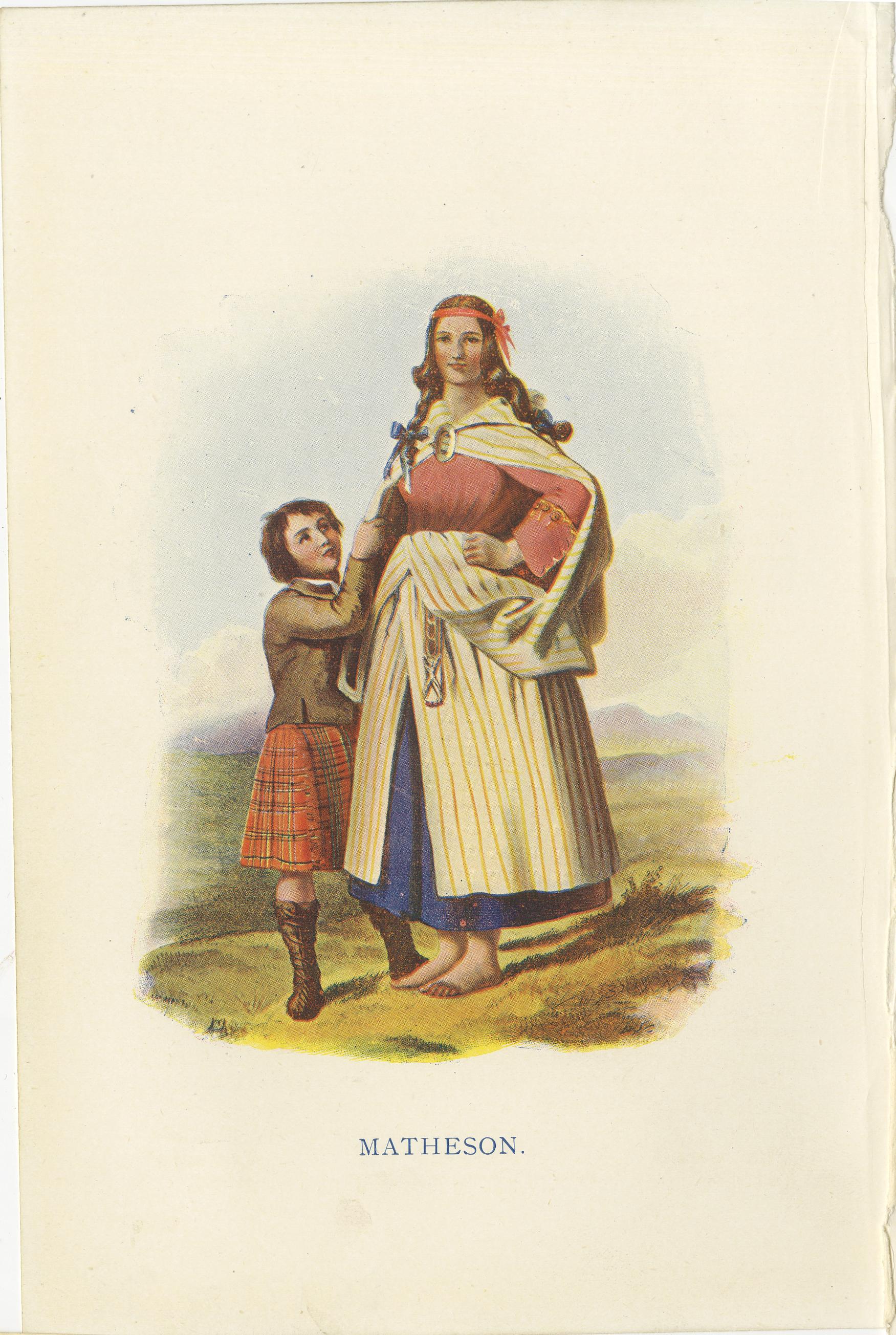 Paper Set of 4 Original Antique Prints of Costumes of the Clans of Scotland 'Women' For Sale