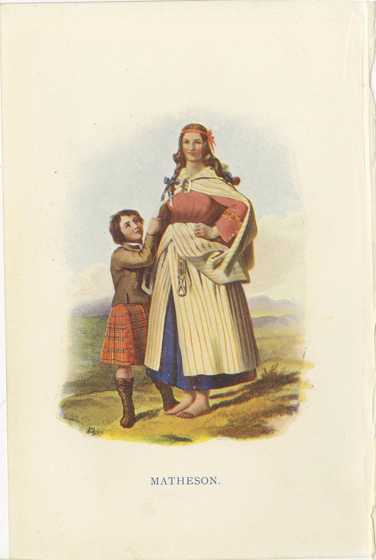 Set of 4 Original Antique Prints of Costumes of the Clans of Scotland 'Women'