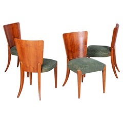 Set of 4 Original Art Deco Chairs, J. Halabala, UP Zavody, Chrome, Czech, 1940s