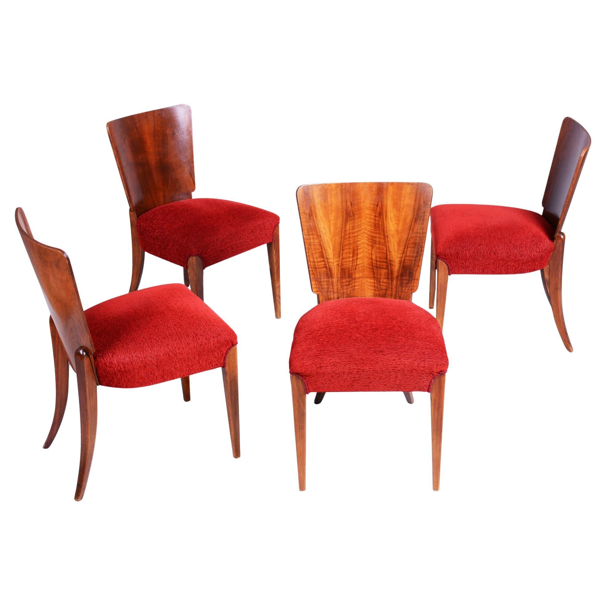Set di 4 sedie Art Deco originali, J. Halabala, Up Zavody, Noce, Repubblica Ceca, anni '40 in vendita