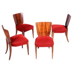 Set di 4 sedie Art Deco originali, J. Halabala, Up Zavody, Noce, Repubblica Ceca, anni '40