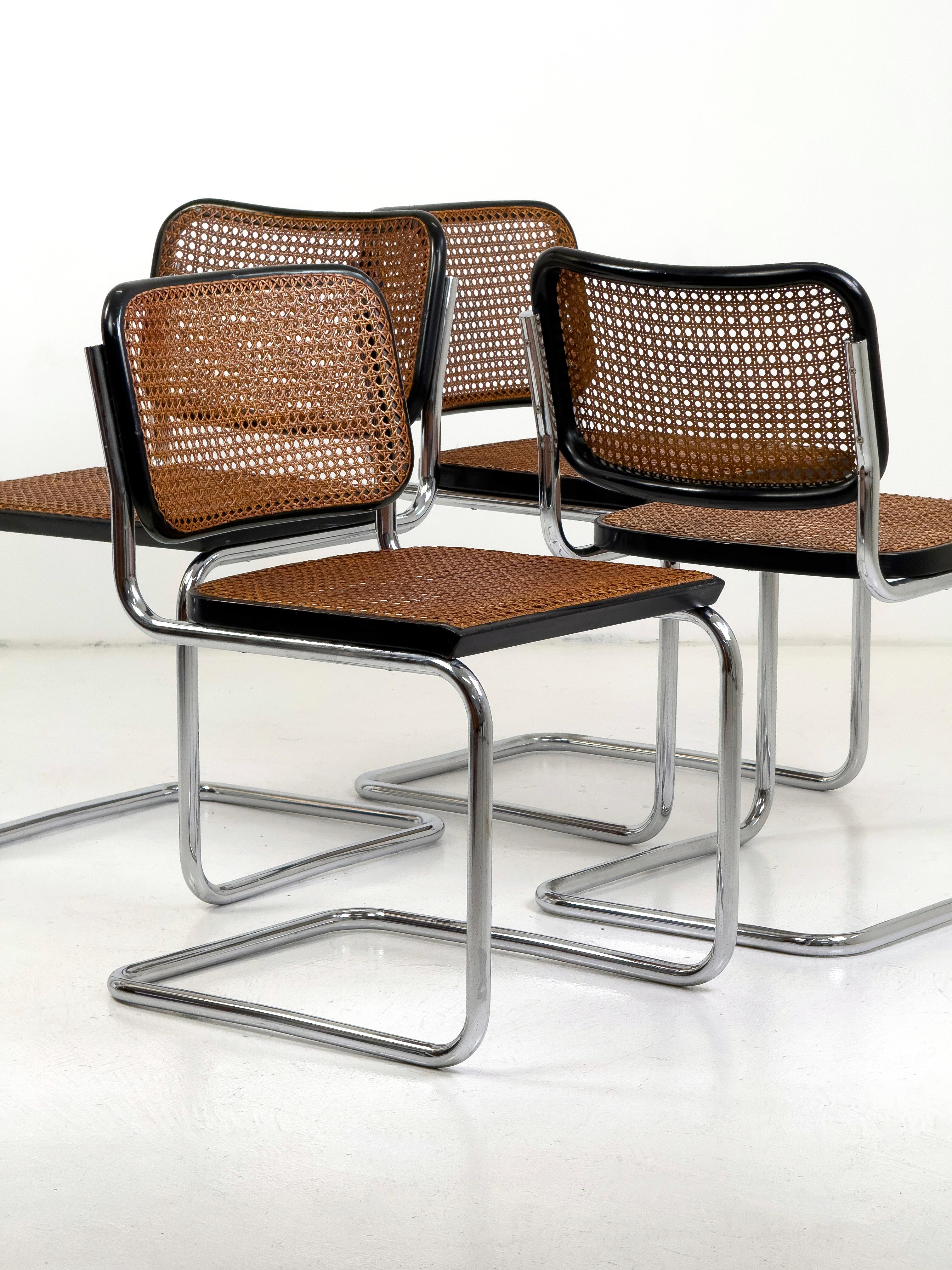 Set of 4 original B32 Cesca chairs by Marcel Breuer for Gavina, Italy, 1960s im Angebot 6