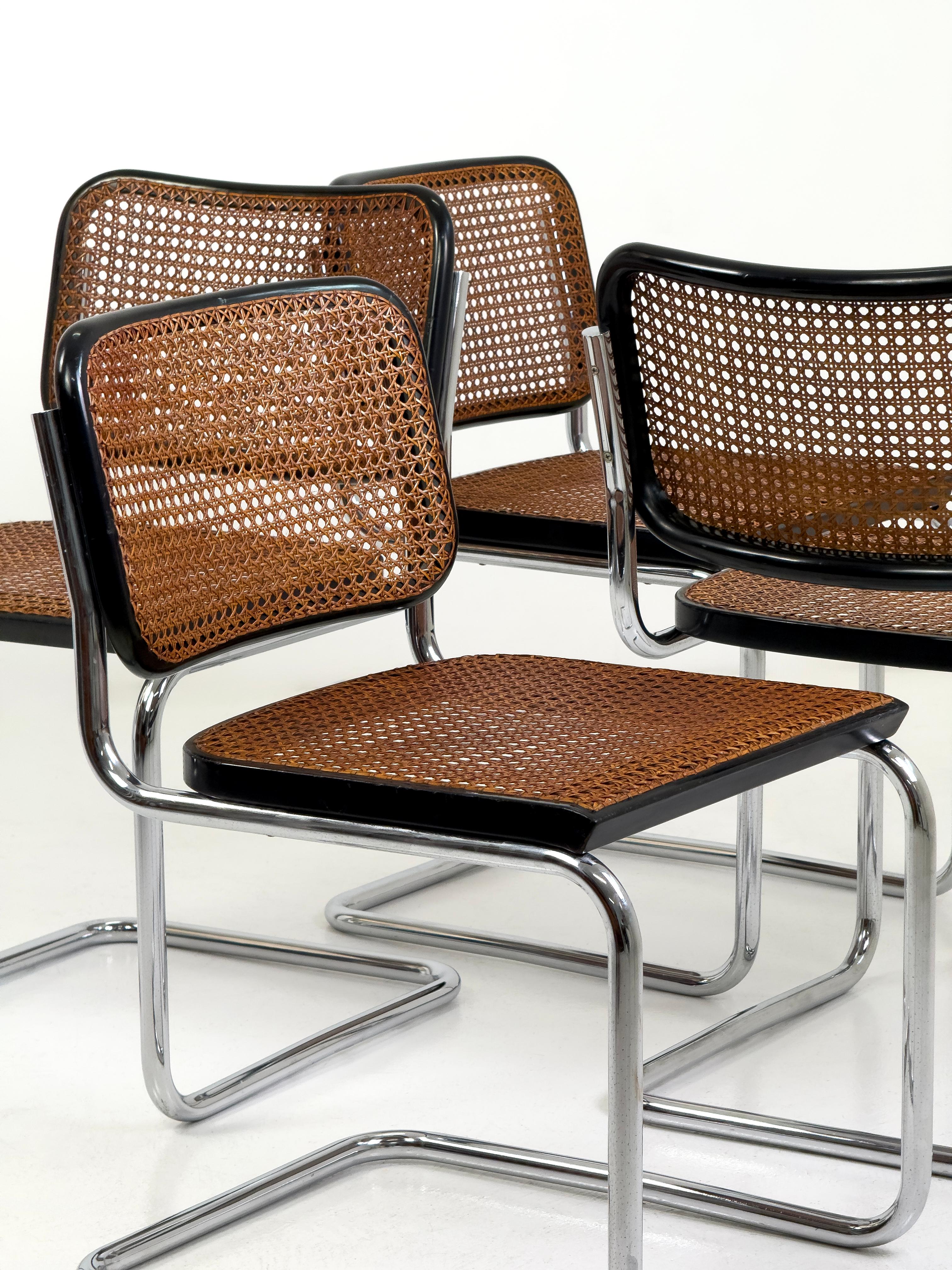 Set of 4 original B32 Cesca chairs by Marcel Breuer for Gavina, Italy, 1960s im Angebot 7
