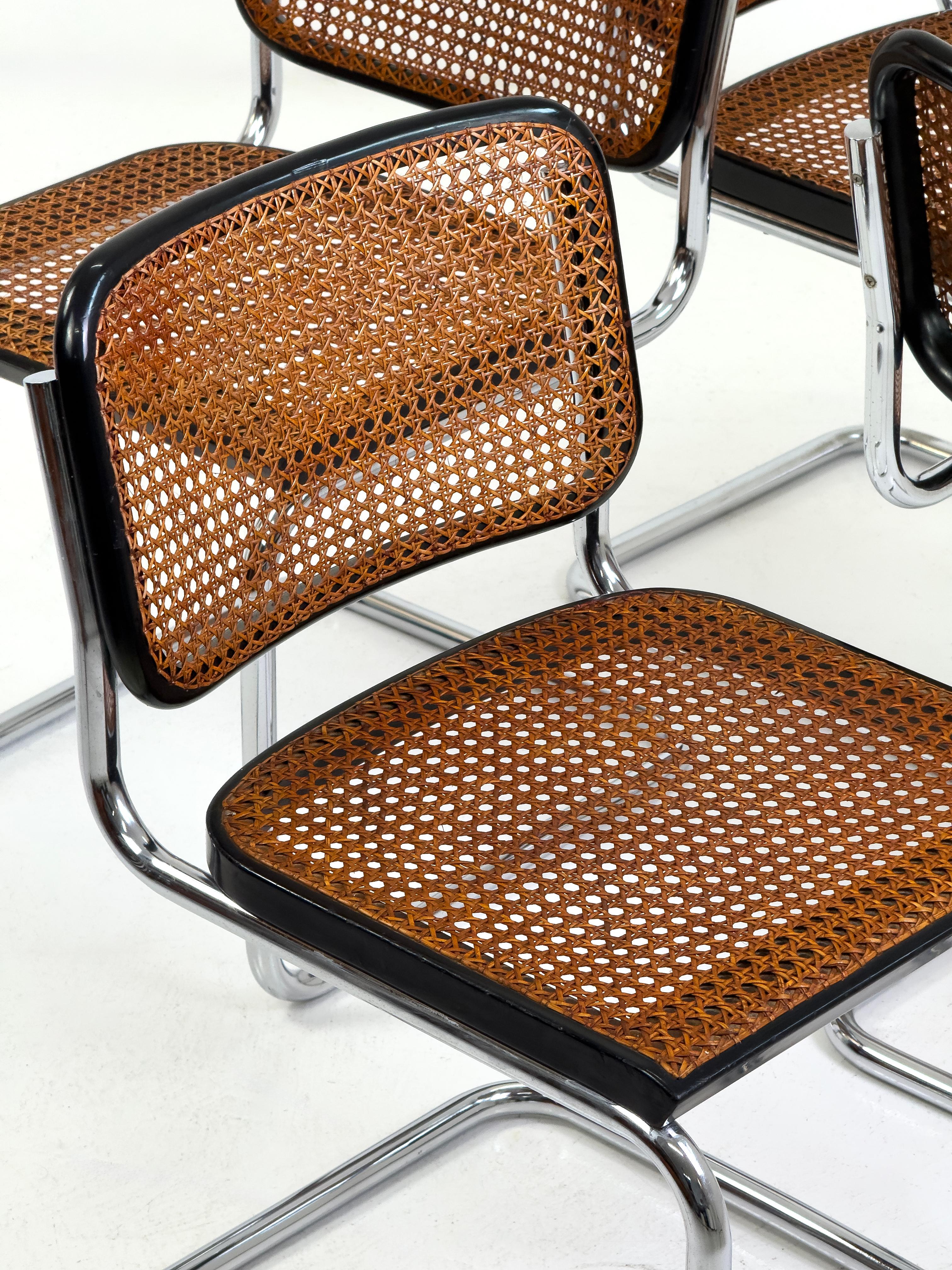 Set of 4 original B32 Cesca chairs by Marcel Breuer for Gavina, Italy, 1960s im Angebot 8
