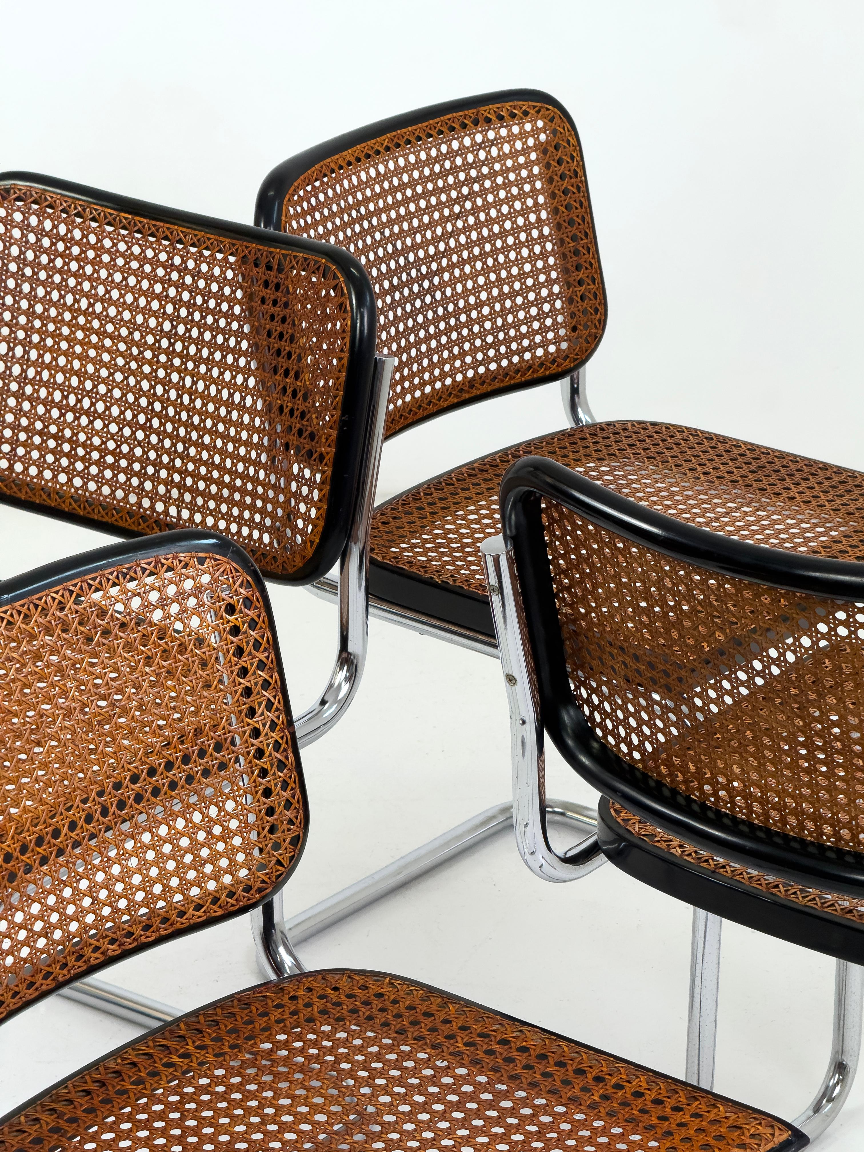 Set of 4 original B32 Cesca chairs by Marcel Breuer for Gavina, Italy, 1960s im Angebot 9