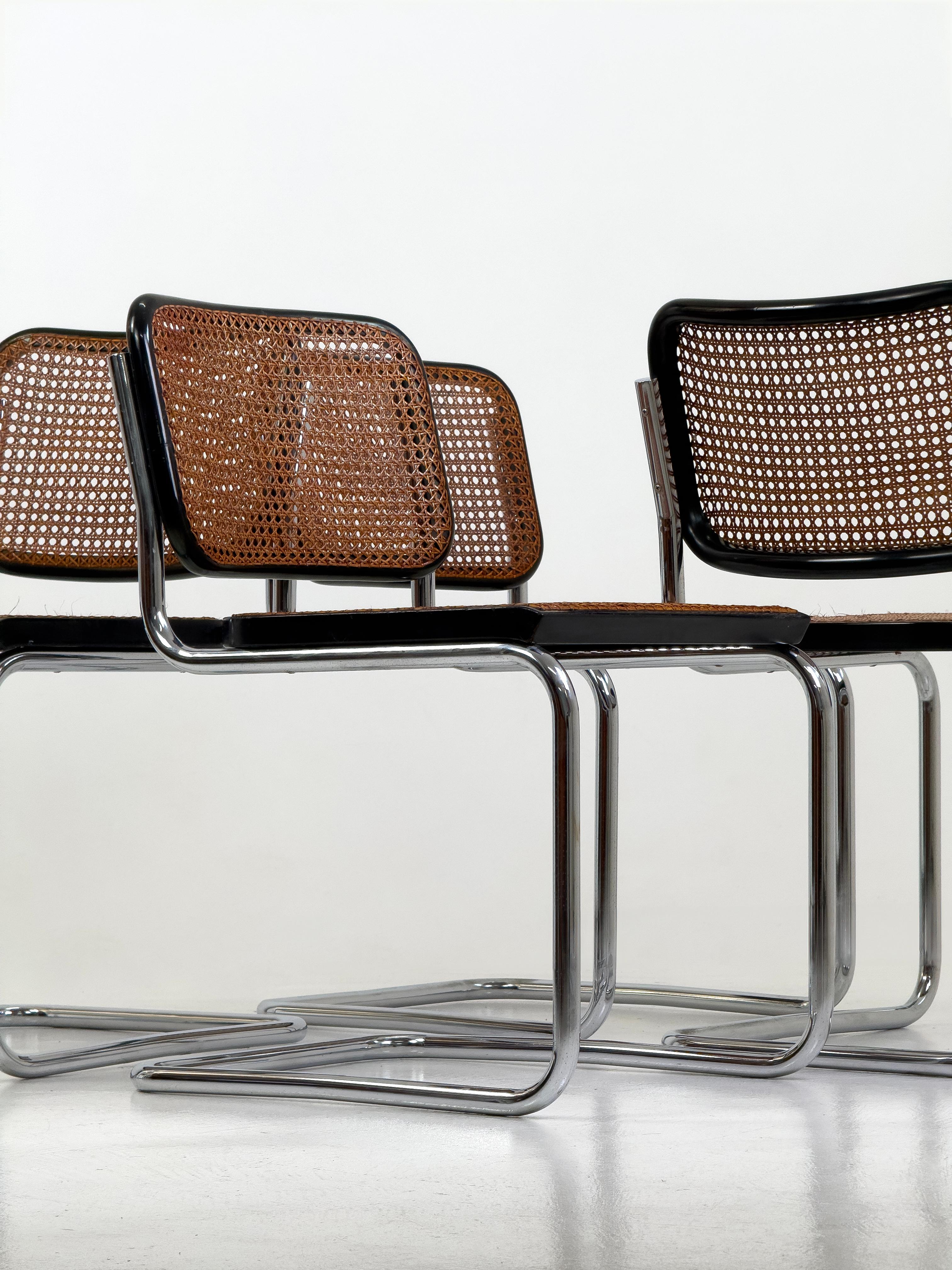 Set of 4 original B32 Cesca chairs by Marcel Breuer for Gavina, Italy, 1960s im Angebot 10