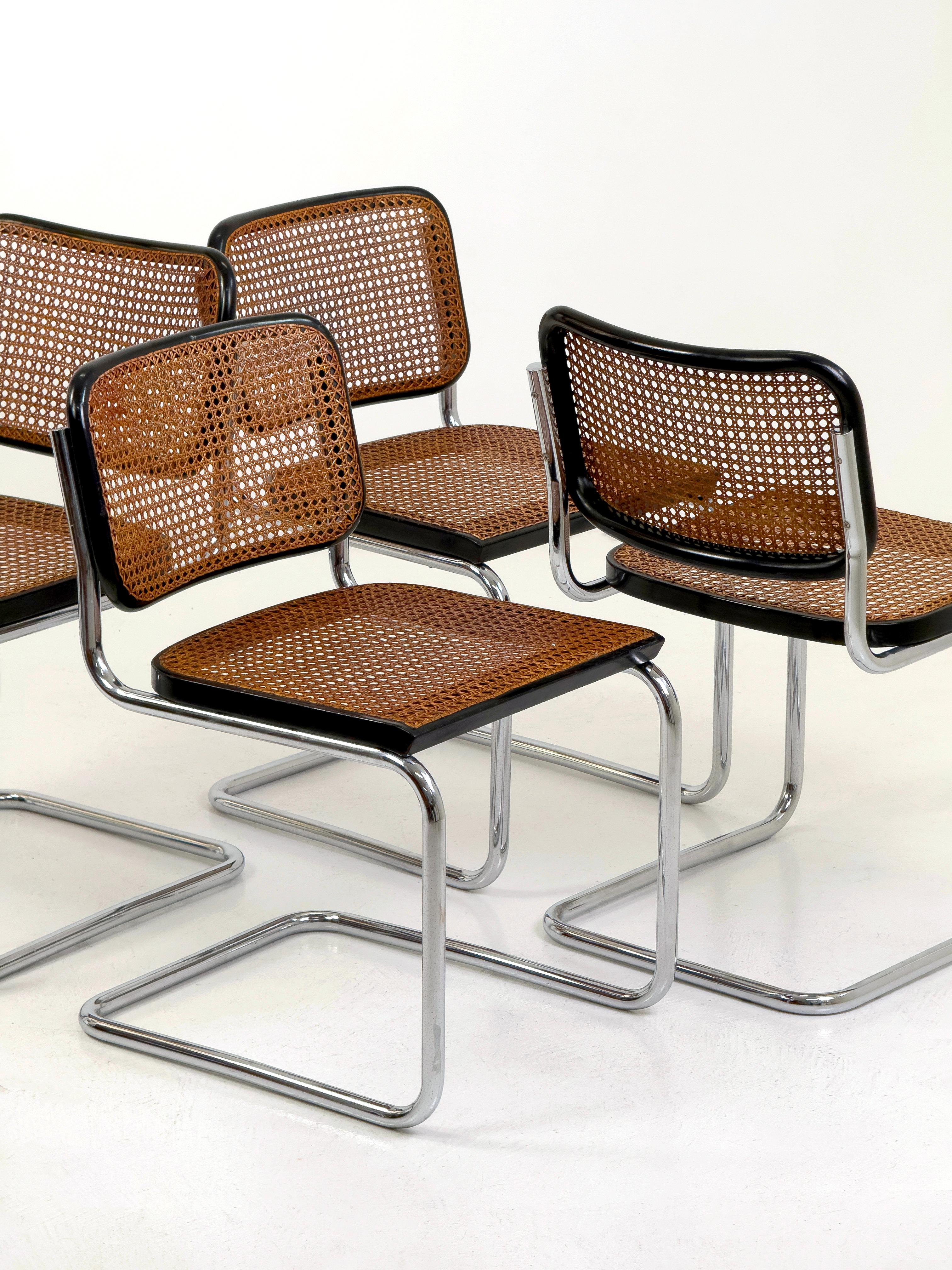 Set of 4 original B32 Cesca chairs by Marcel Breuer for Gavina, Italy, 1960s im Angebot 12