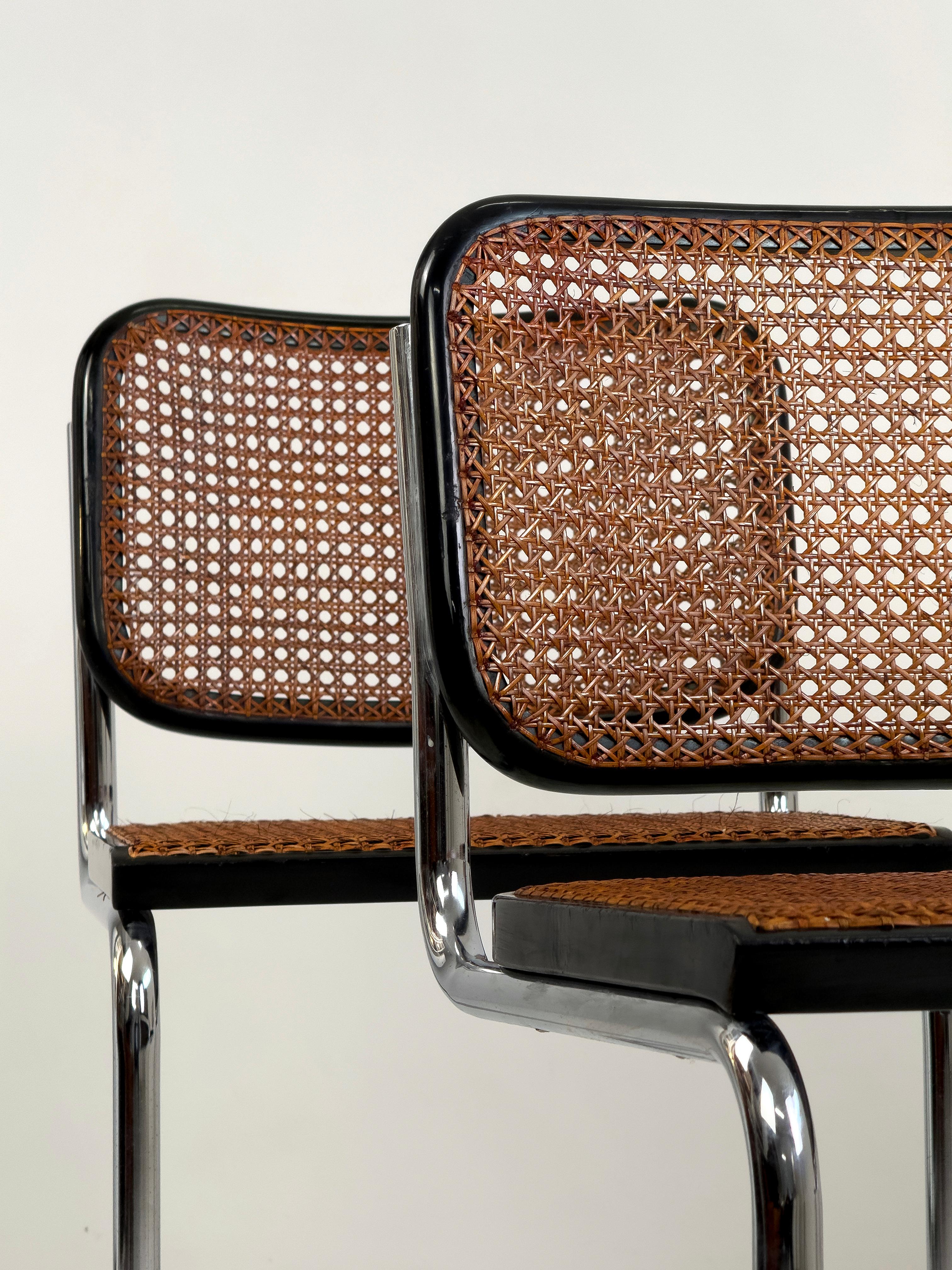 Set of 4 original B32 Cesca chairs by Marcel Breuer for Gavina, Italy, 1960s im Angebot 1