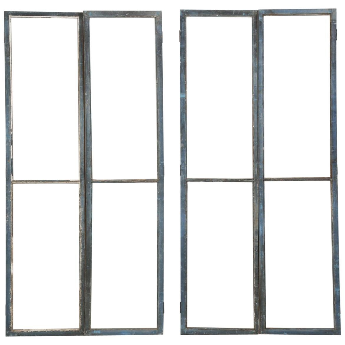 Set of '4' Original Blue Painted Cabinet Doors