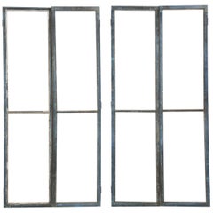 Antique Set of '4' Original Blue Painted Cabinet Doors