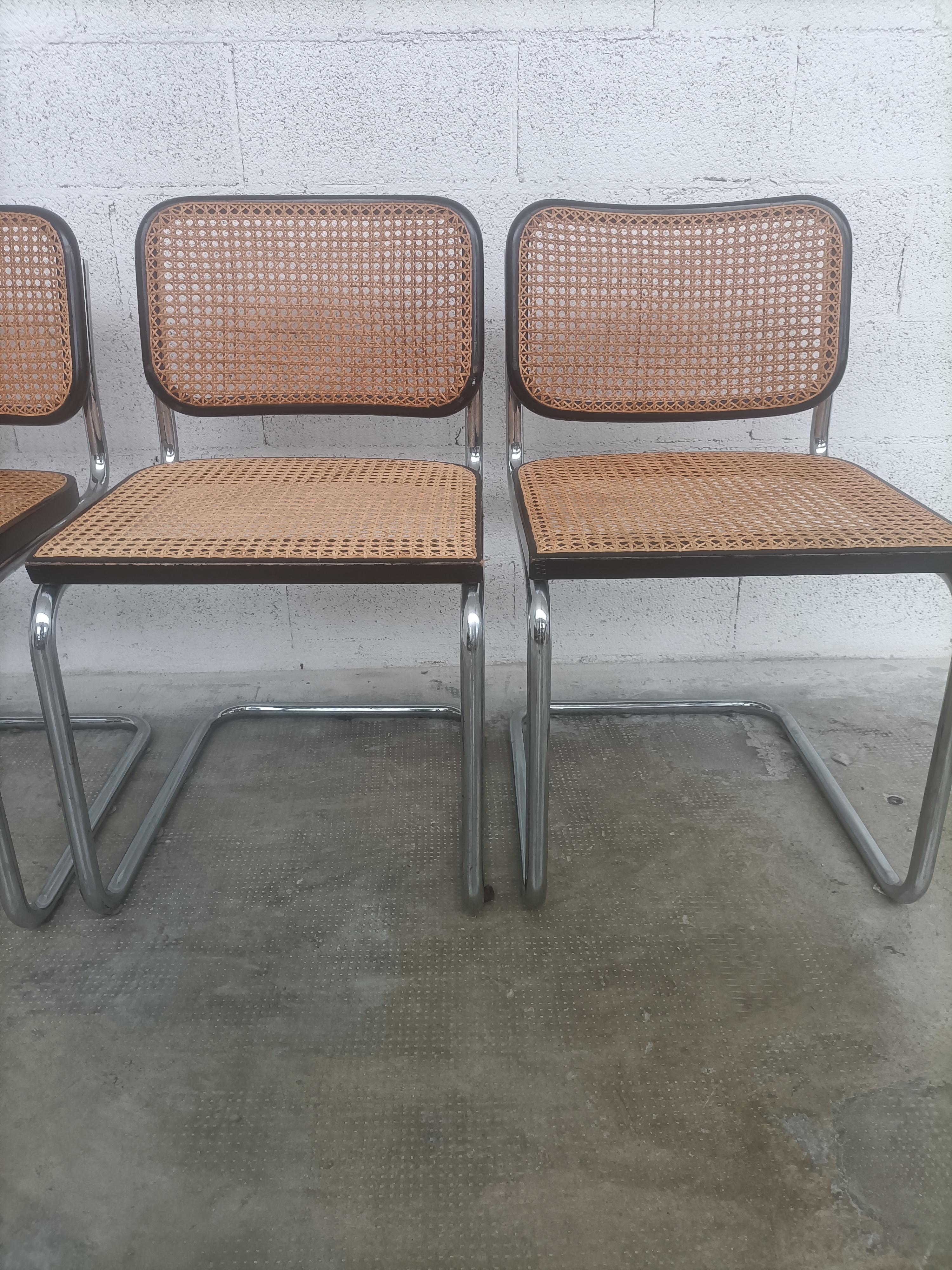 Late 20th Century Set of 4 Original Cesca Chairs, by Marcel Breuer for Gavina, Italy