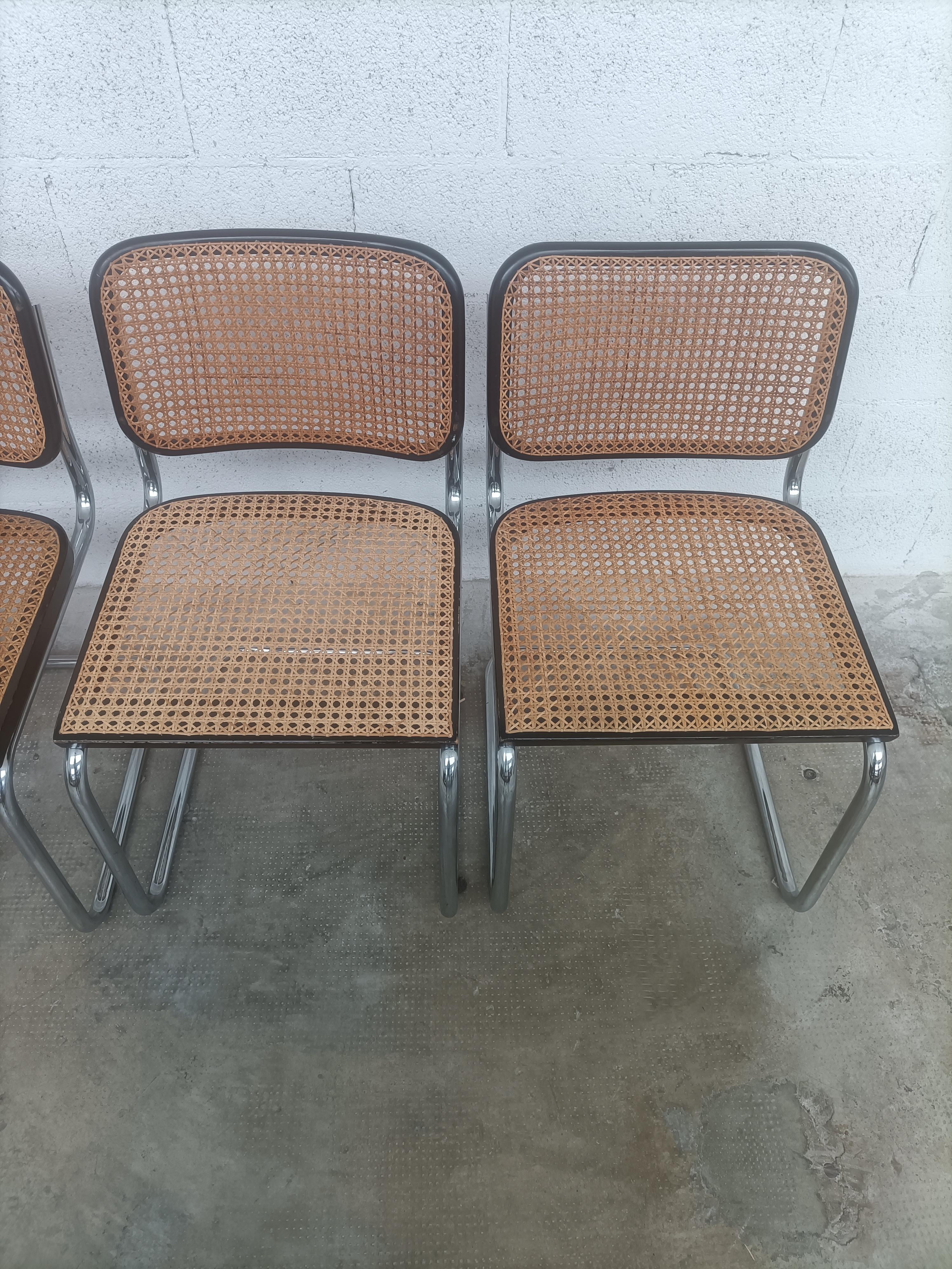 Set of 4 Original Cesca Chairs, by Marcel Breuer for Gavina, Italy 1