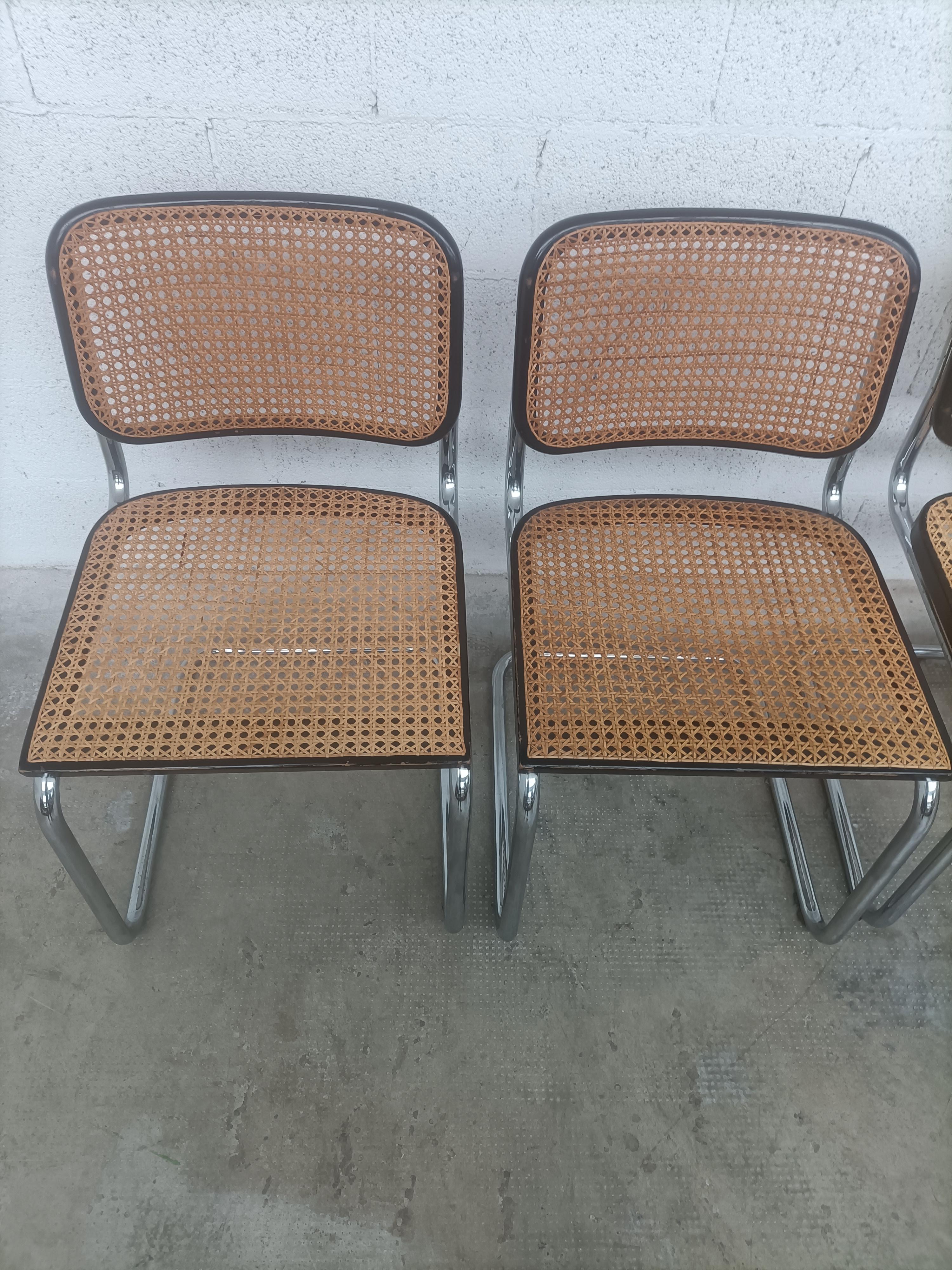 Set of 4 Original Cesca Chairs, by Marcel Breuer for Gavina, Italy 2