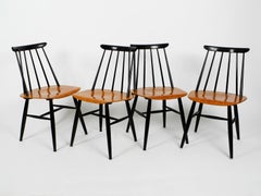 Set of 4 Original Fanett Chairs by Ilmari Tapiovaara for Asko Made in Finland