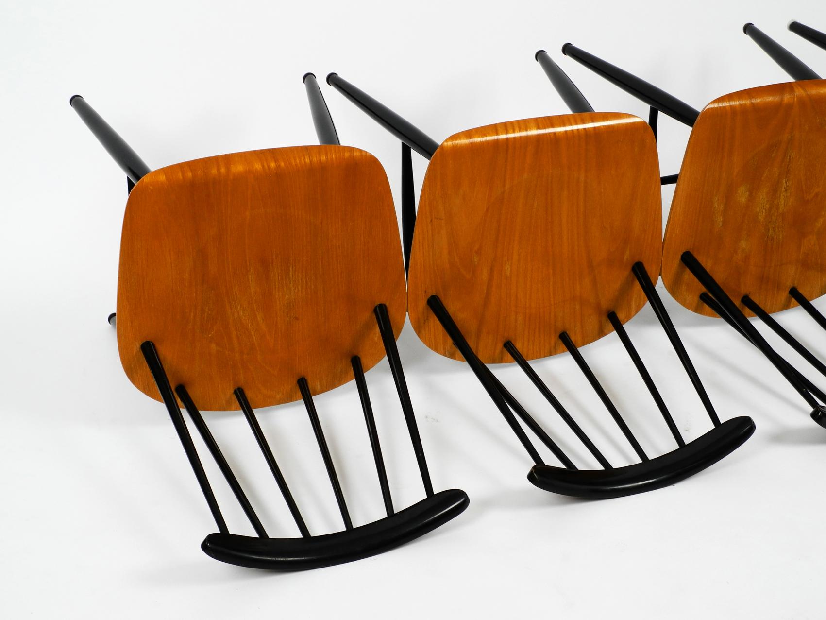 Finnish Set of 4 Original Fanett Chairs by Ilmari Tapiovaara for Asko Made in Finland