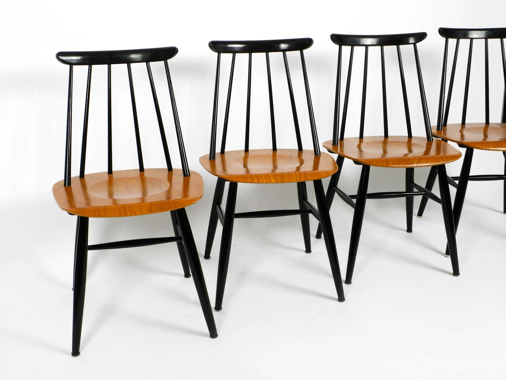 Wood Set of 4 Original Fanett Chairs by Ilmari Tapiovaara for Asko Made in Finland