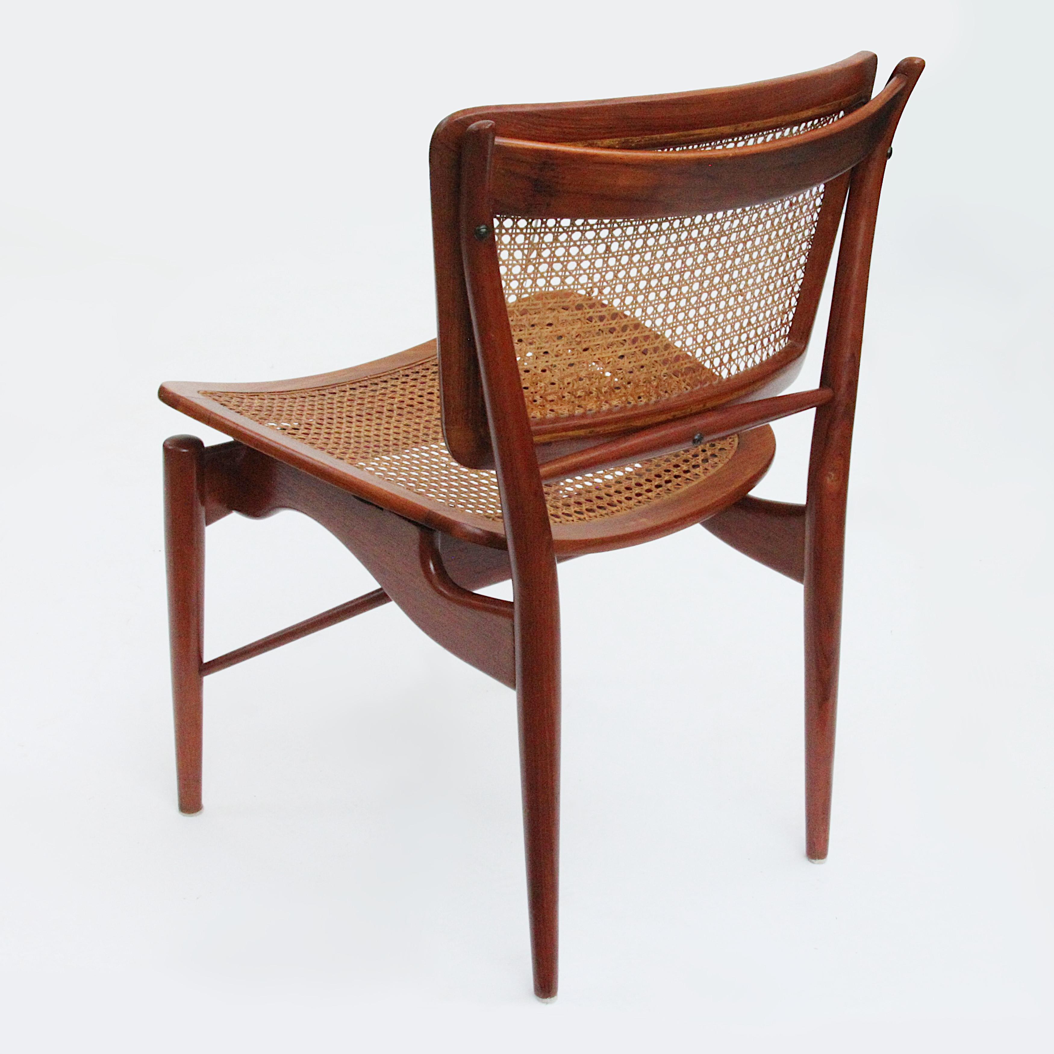 Set of 4 Original Finn Juhl Model NV 51/403 Teak & Cane Dining Chairs by Baker 1