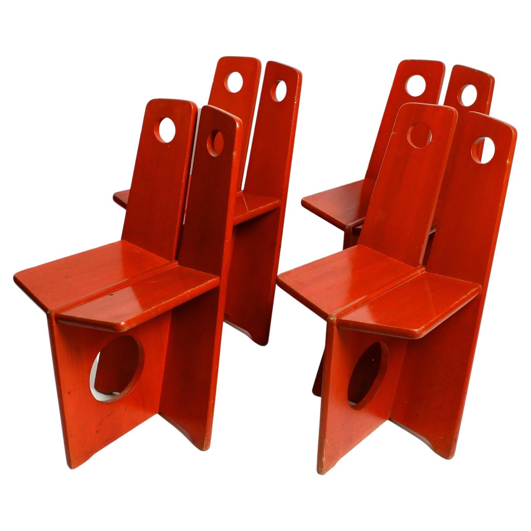 Set of 4 Original Gilbert Marklund Pine Chairs for Furusnickarn AB Sweden, 1970s
