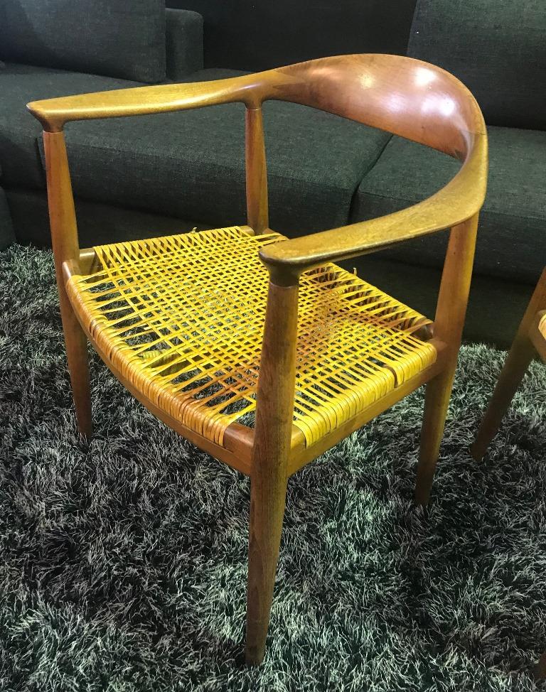 Canne Chaises danoises originales JH-501 de Hans Wegner par Johannes Hansen pour Knoll, ensemble de 4 pièces en vente