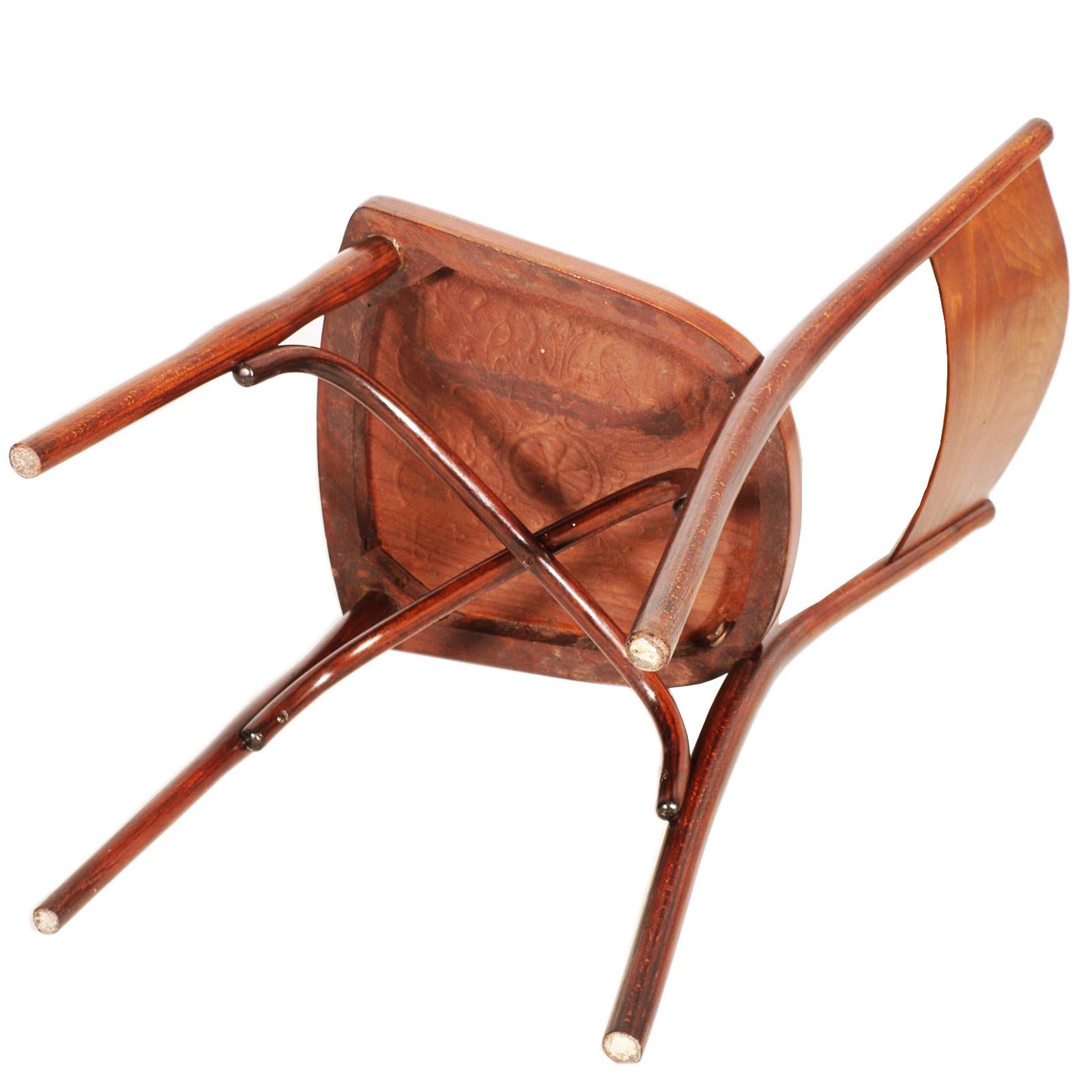Elegant set of four bentwood chairs, marked 
