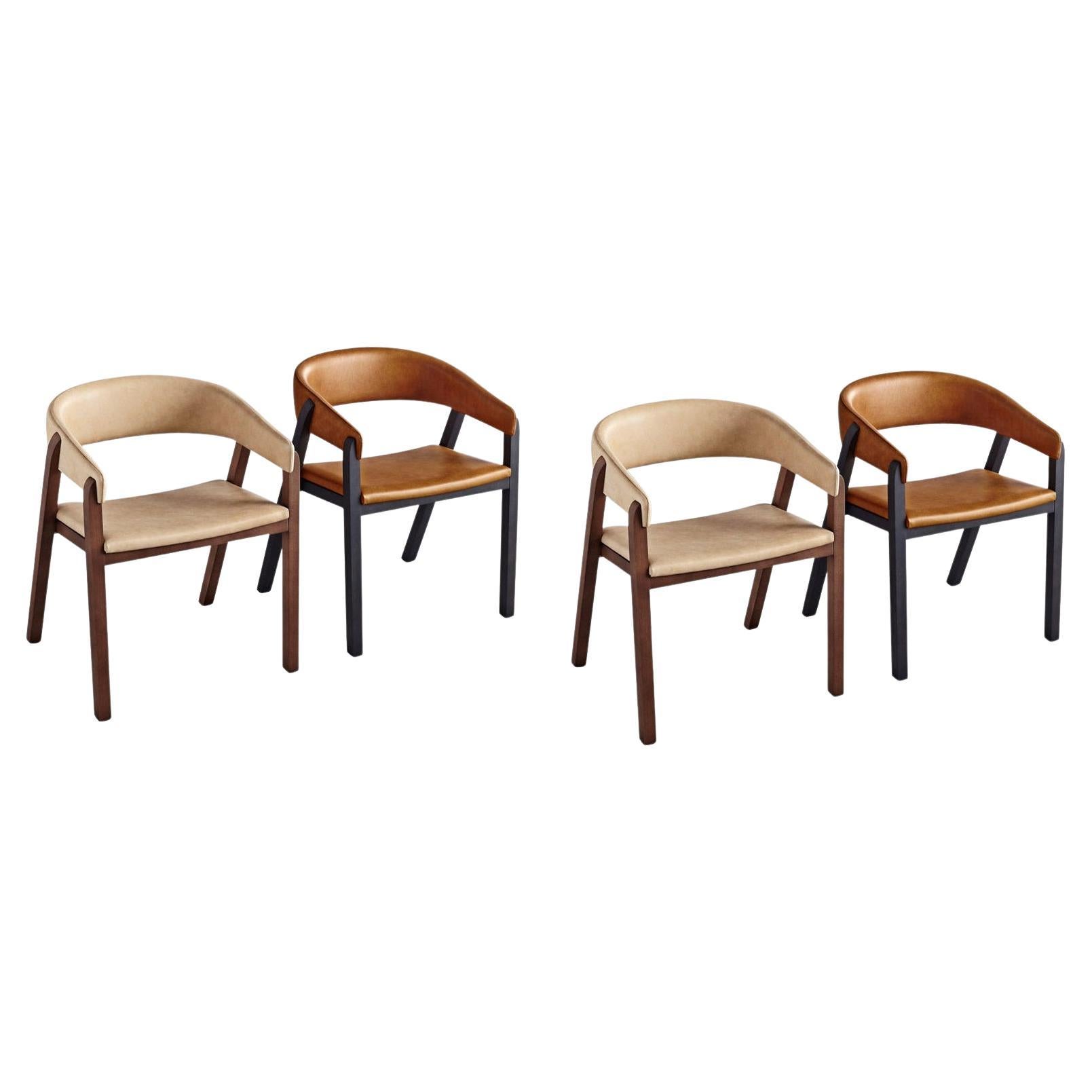 Set of 4 Oslo Chairs, Brown by Pepe Albargues