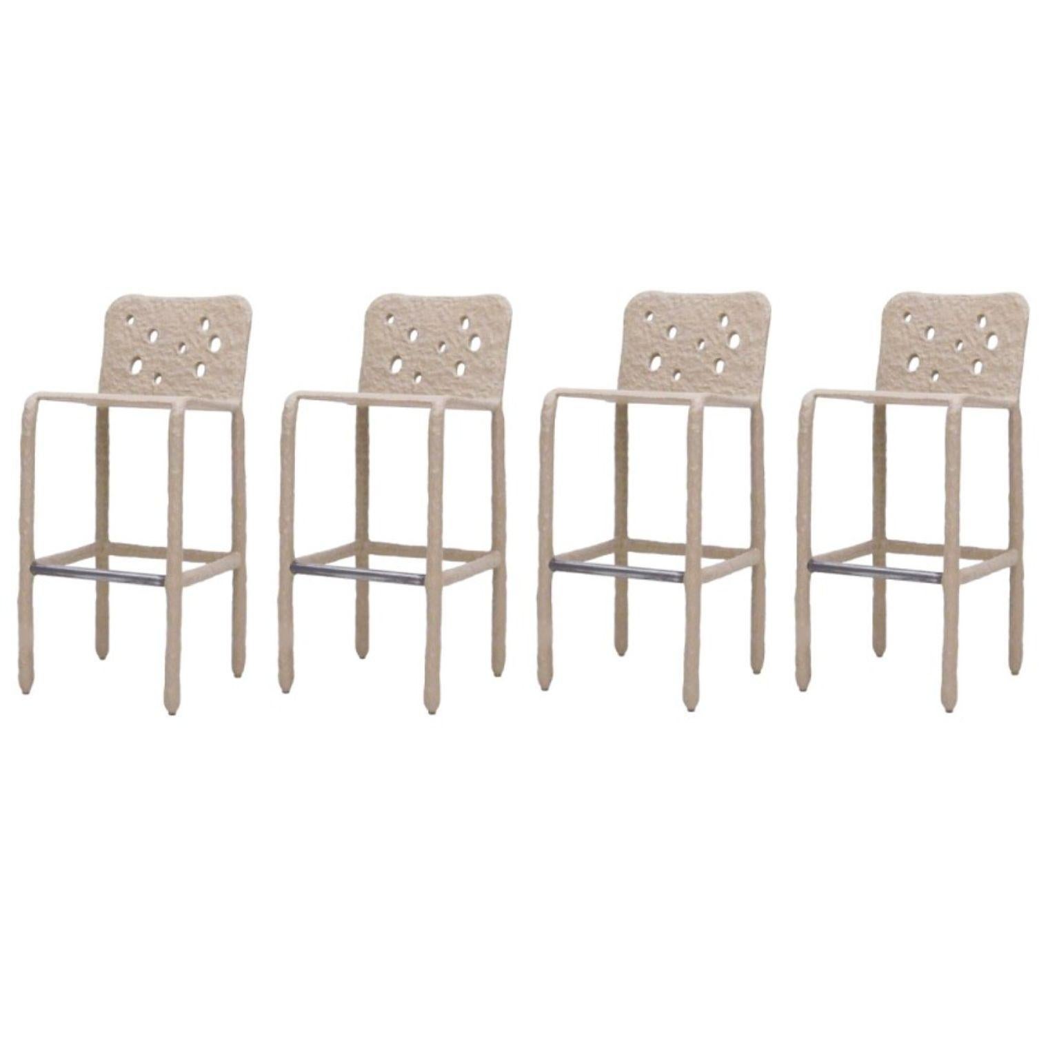Set of 4 Outdoor Beige sculpted Contemporary chairs by Faina
Design: Victoriya Yakusha
Material: steel, flax rubber, biopolymer, cellulose
Dimensions: Height: 106 x Width: 45 x Sitting place width: 49 Legs height: 80 cm
Weight: 20