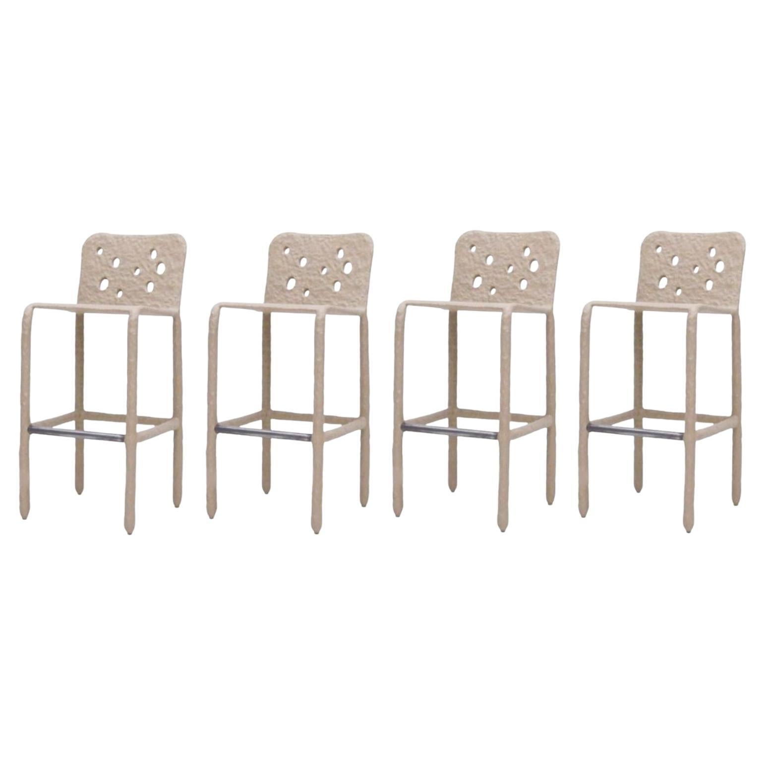 Set of 4 Outdoor Beige Sculpted Contemporary Chairs by Faina For Sale