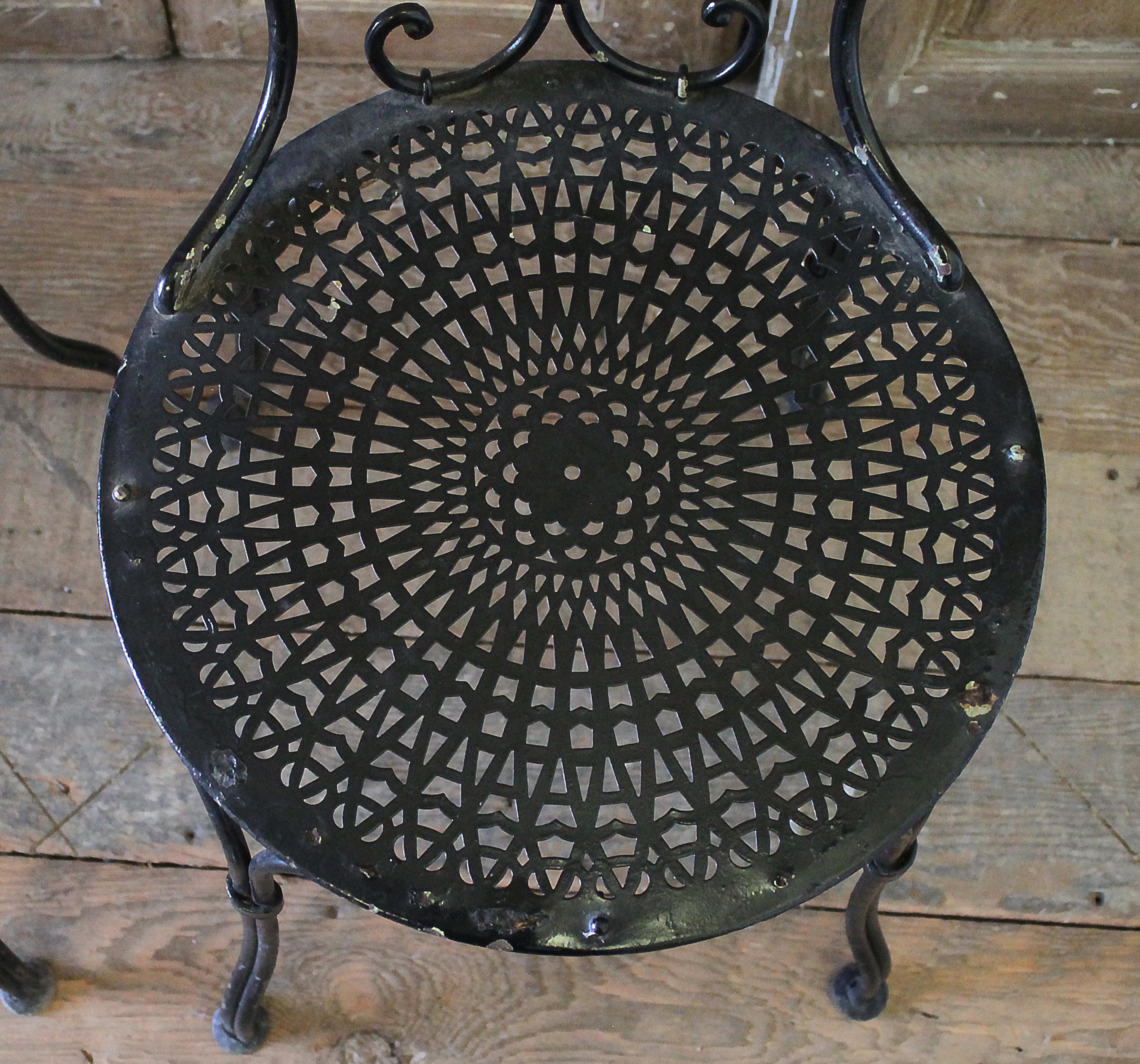 Set of 4 Outdoor Black Antique European Iron Bistro Chairs 6