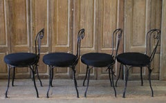 Set of 4 Outdoor Black Antique European Iron Bistro Chairs