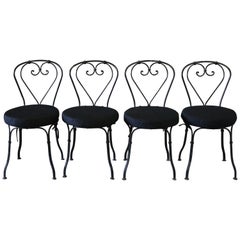 Set of 4 Outdoor Black Vintage European Iron Bistro Chairs