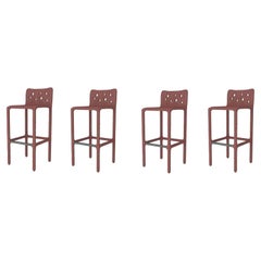 Set of 4 Outdoor Red Sculpted Contemporary Chairs by Faina