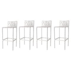 Set of 4 Outdoor White Sculpted Contemporary Chairs by Faina